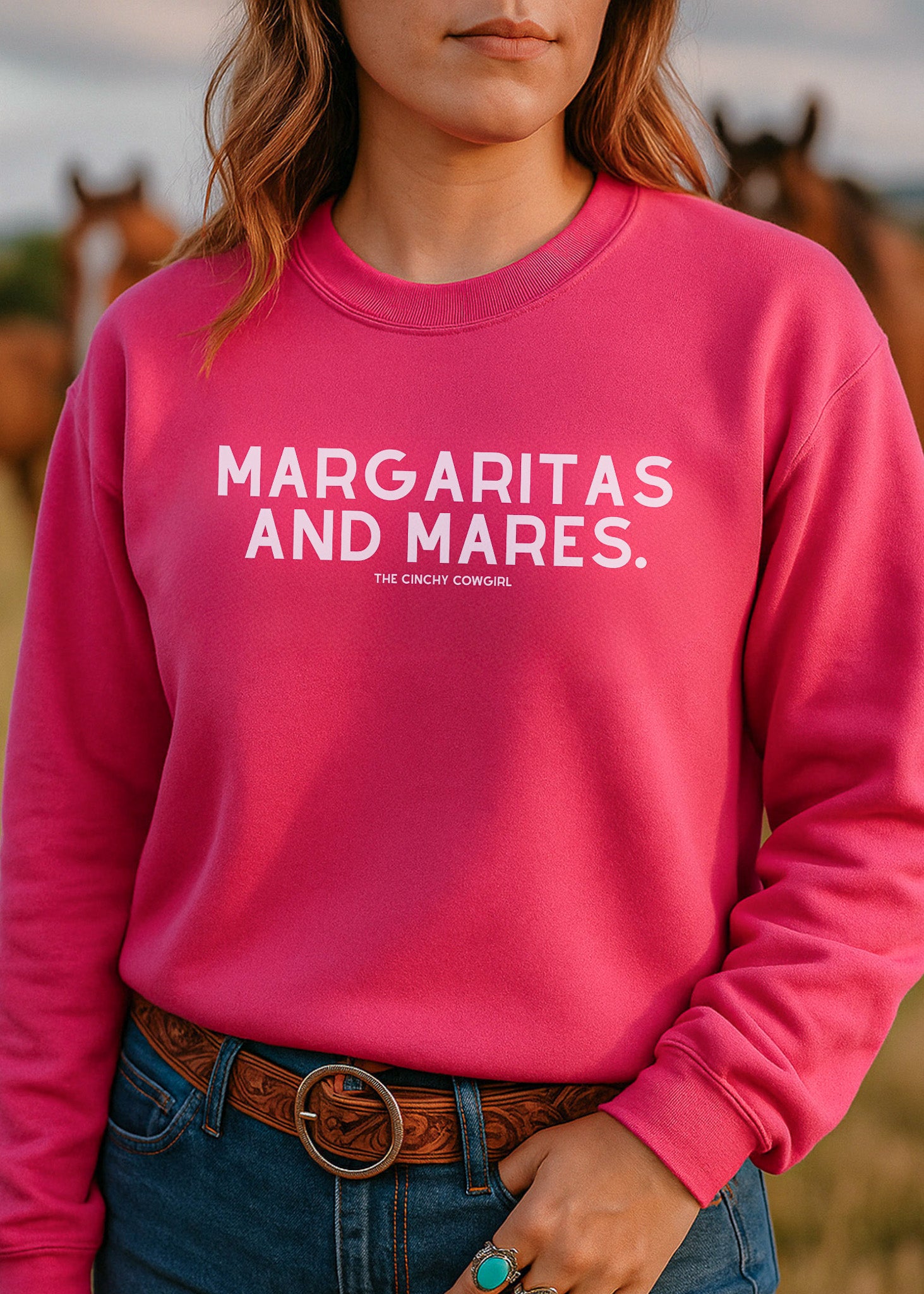 Margaritas and Mares Pullover Graphic Pullover The Cinchy Cowgirl - Print