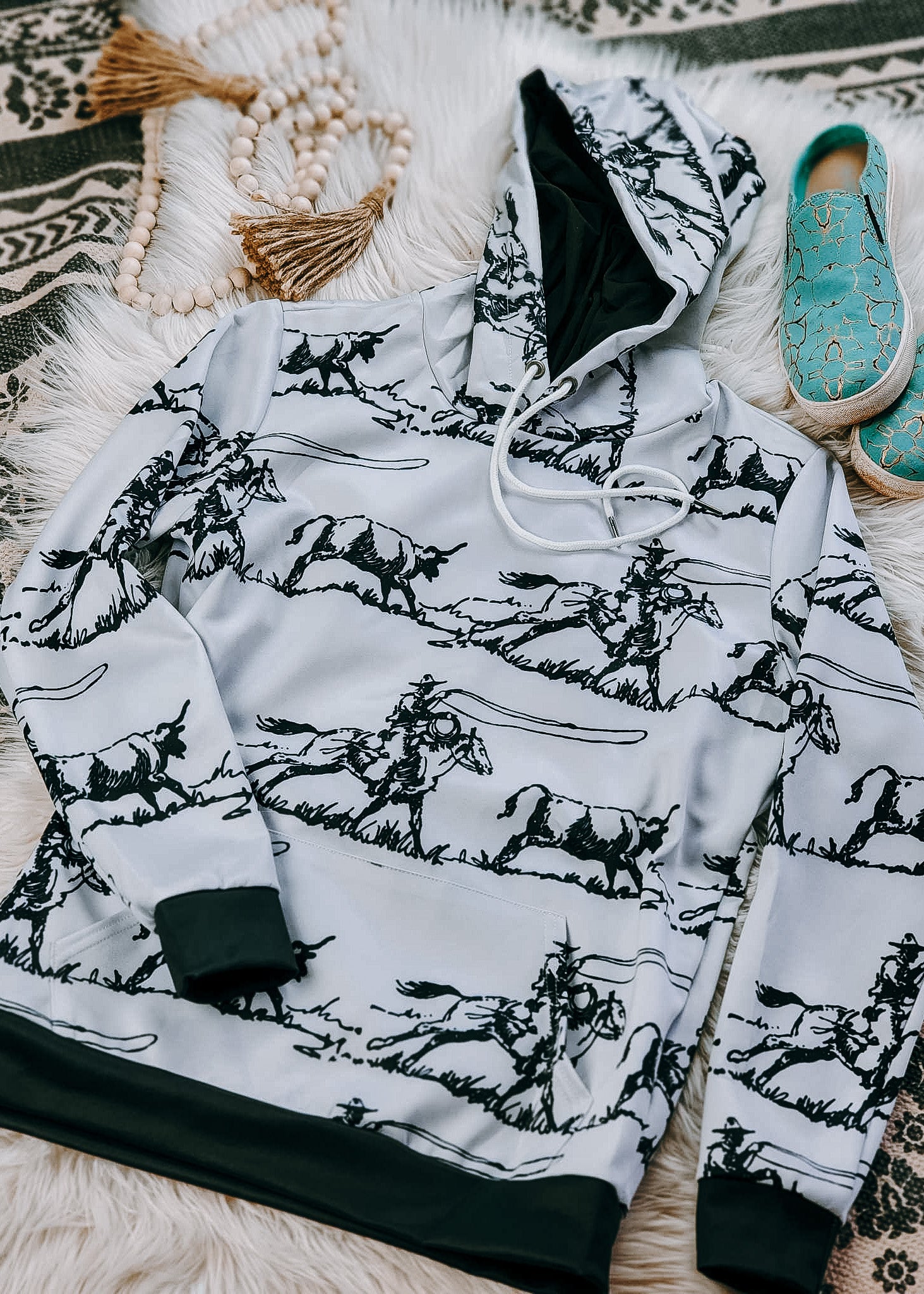 Ranch Roper Hoodie Women's Pullover Hoodie With Drawstring The Cinchy Cowgirl (YC)