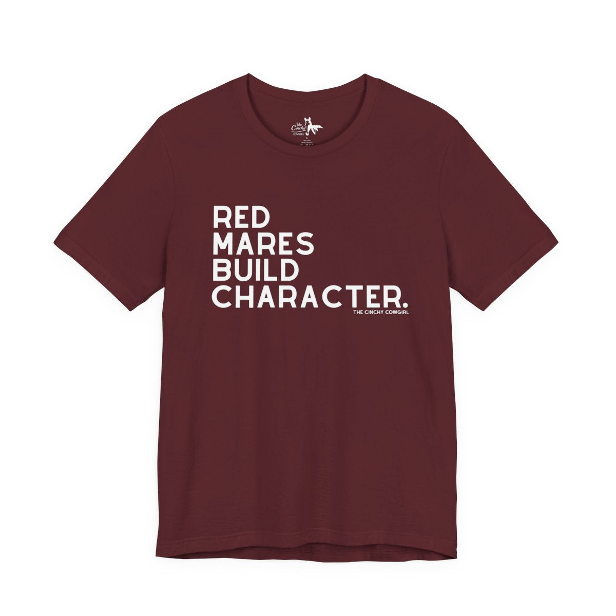 Red Mares Build Character Short Sleeve Tee Graphic Tee The Cinchy Cowgirl - Print Maroon XS
