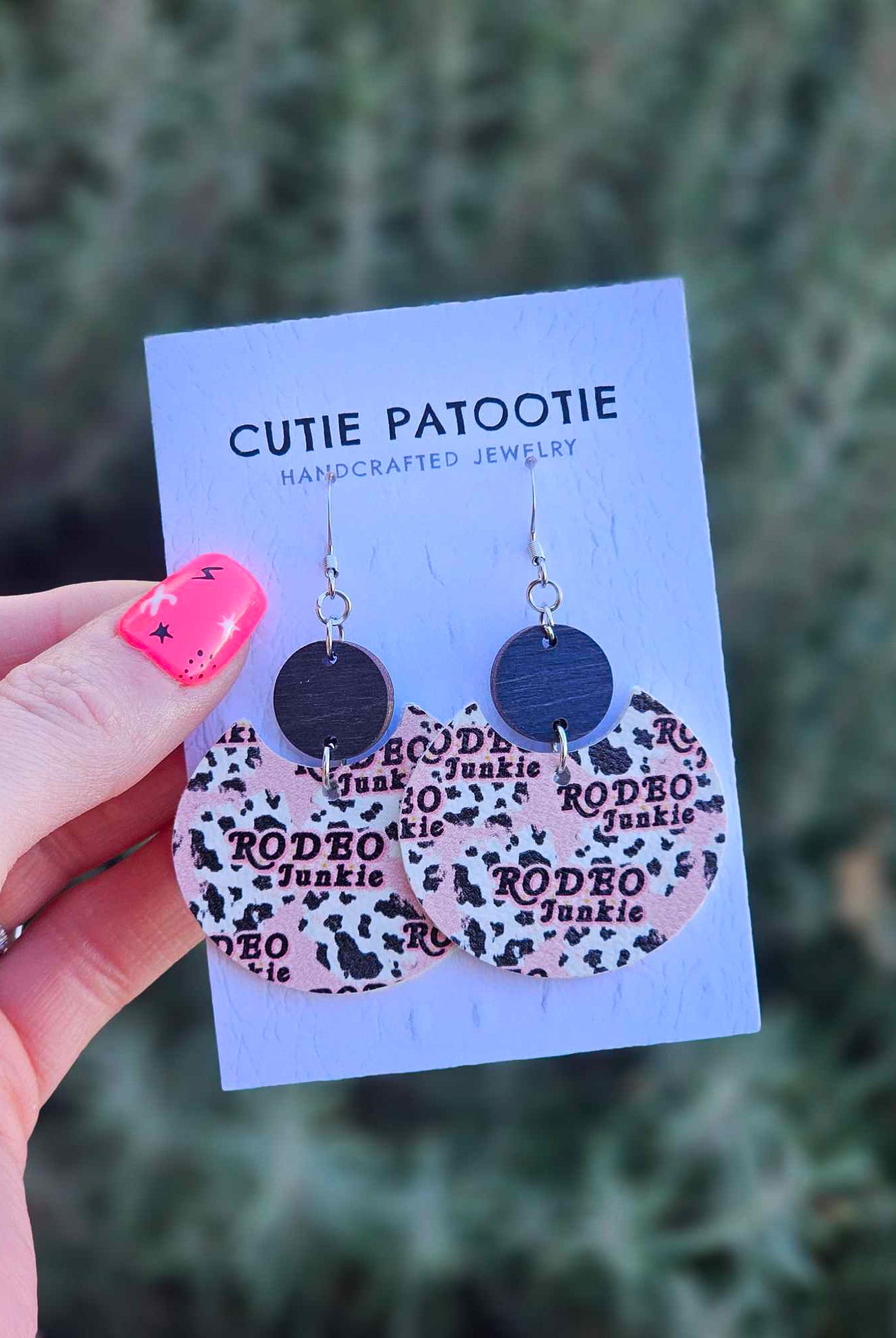 Pink & Black Rodeo Junkie Handcrafted Earrings earrings Cutie Patootie