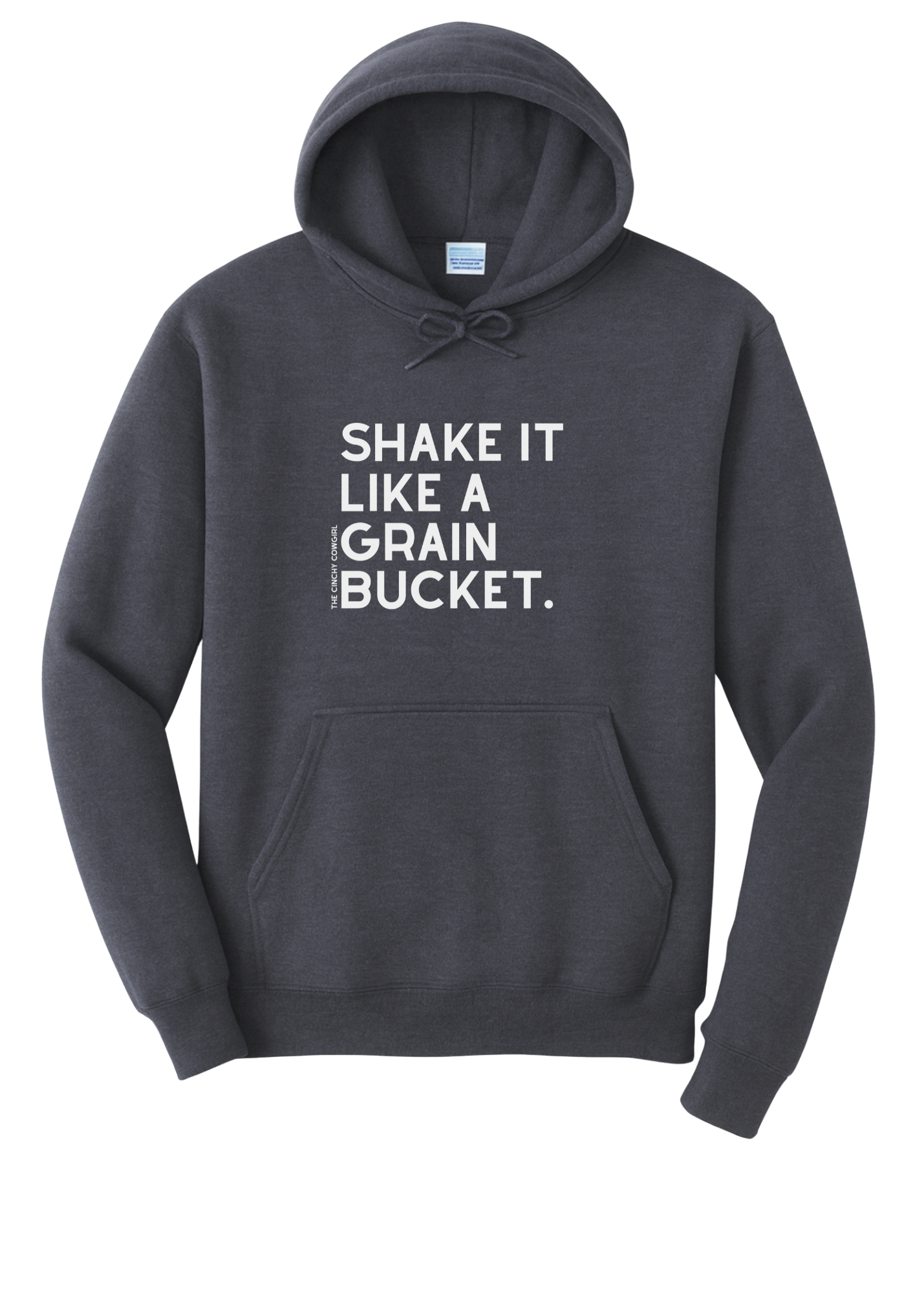 Shake It Like A Grain Bucket Hoodie Graphic Hoodie The Cinchy Cowgirl Small Heather Navy