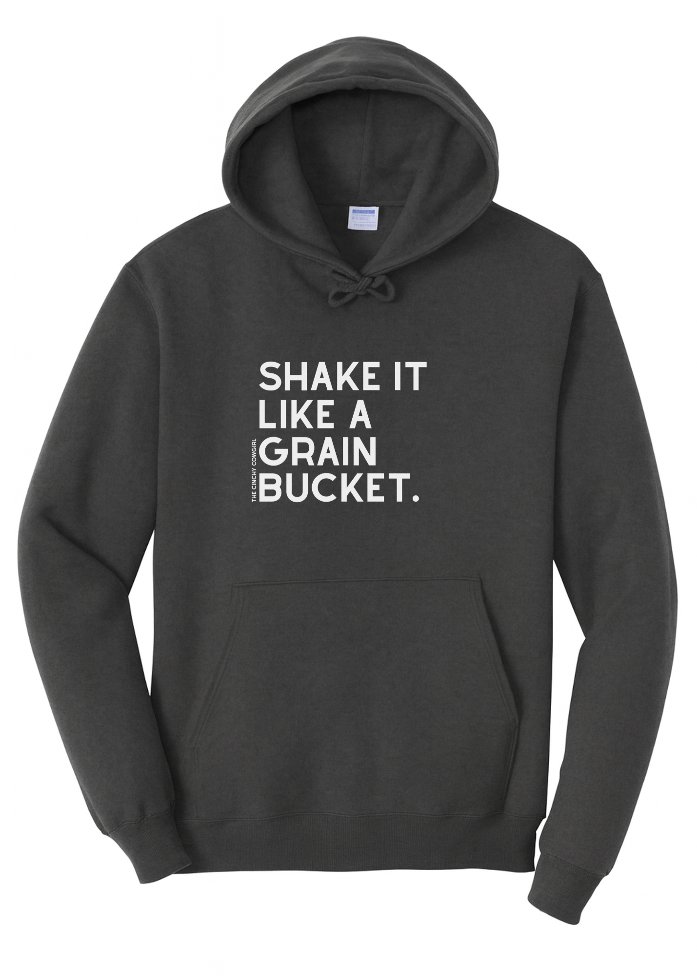 Shake It Like A Grain Bucket Hoodie Graphic Hoodie The Cinchy Cowgirl Small Dark Heather Grey