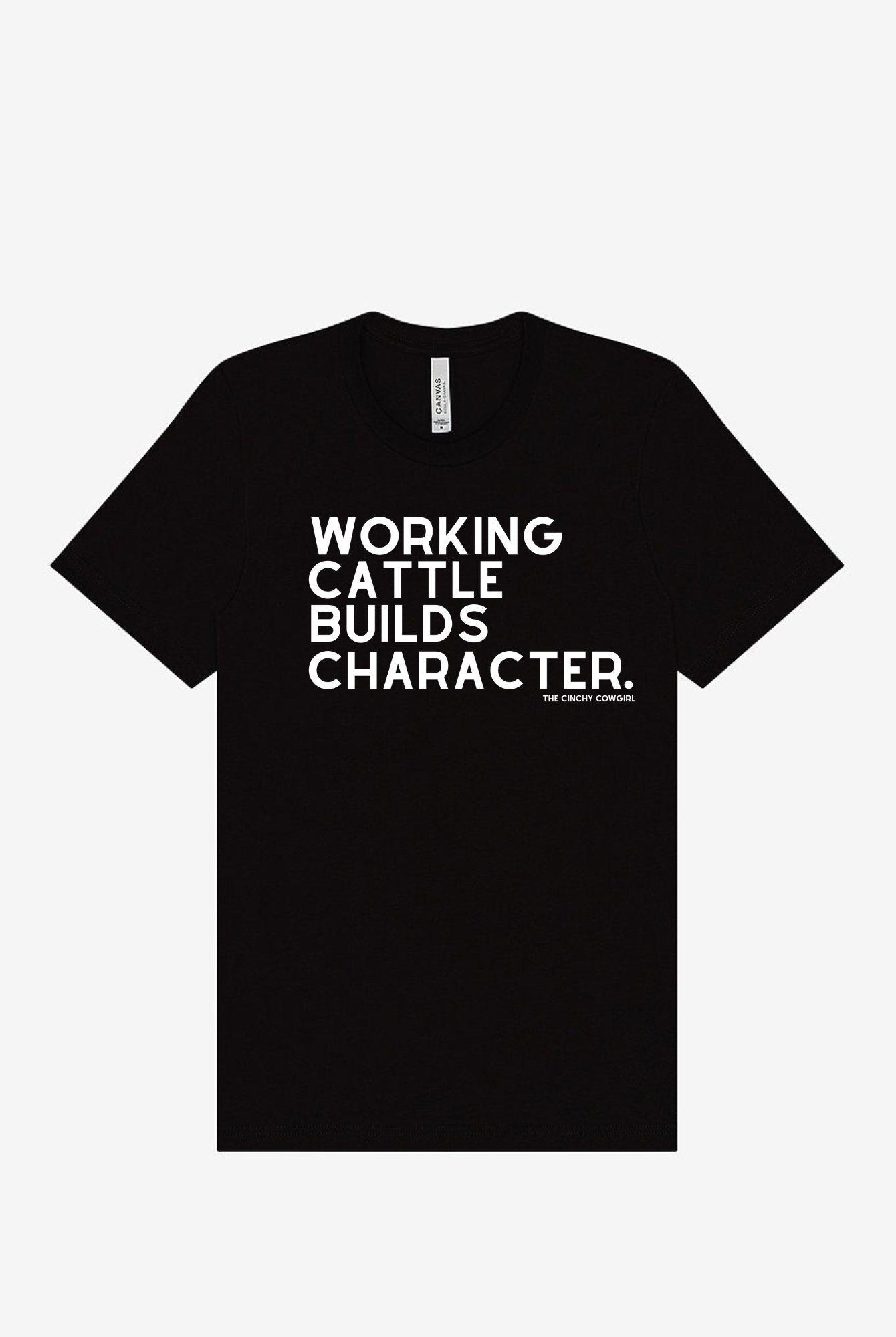 Working Cattle Builds Character Short Sleeve Graphic Tee Short Sleeve Graphic Tee The Cinchy Cowgirl Black Small