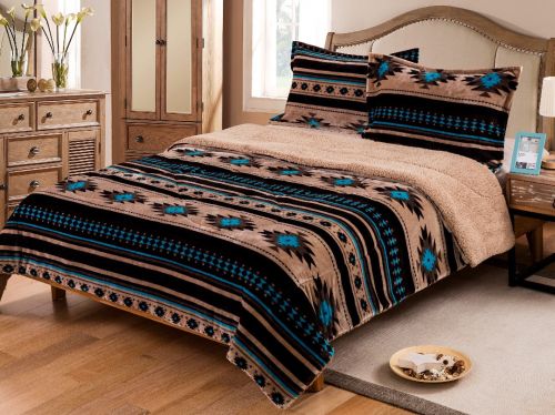 King Size Borrego Comforter Set comforter Shiloh Tan & Turquoise  