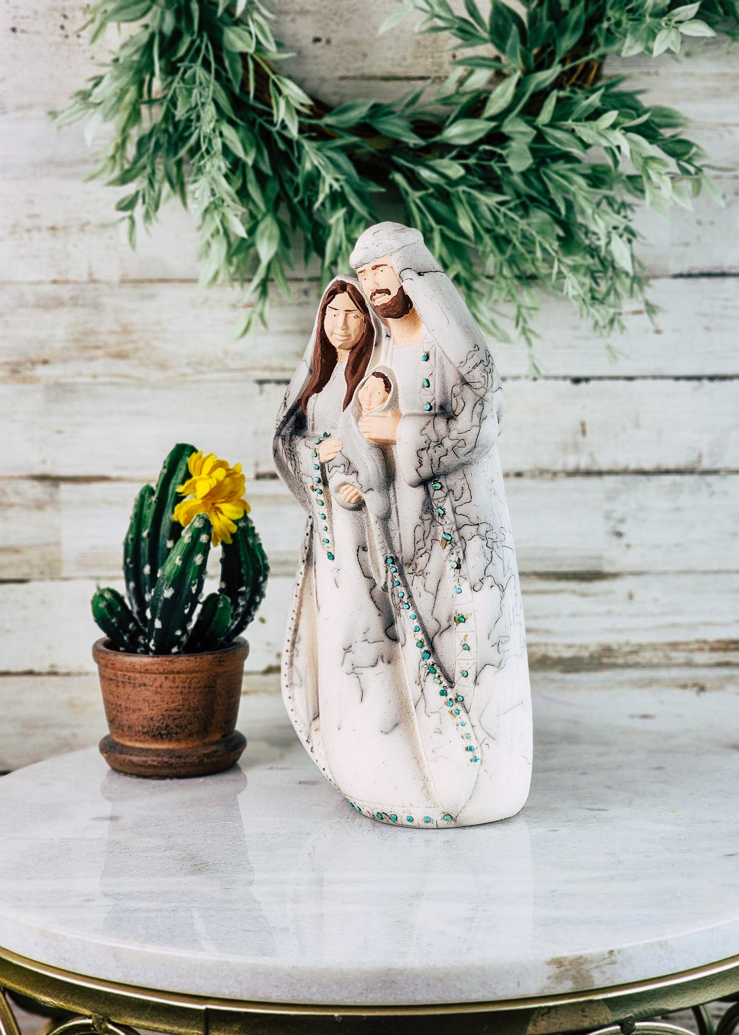 3-in-1 Horse Hair Pottery Nativity Set with Turquoise Horse Hair Pottery Mike Tarter