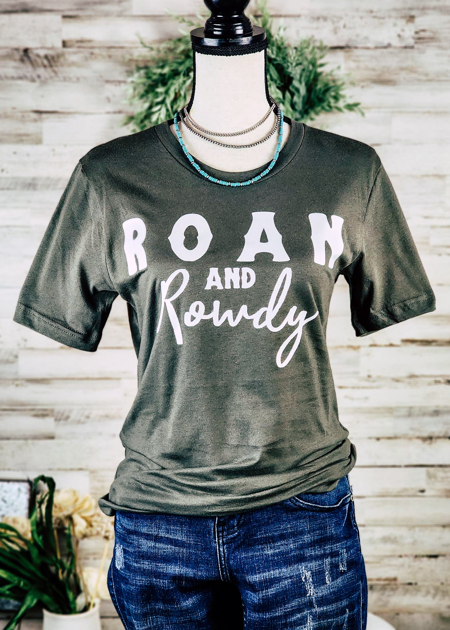Army Green Roan & Rowdy Short Sleeve Graphic Tee Horse Color Shirt Printify S