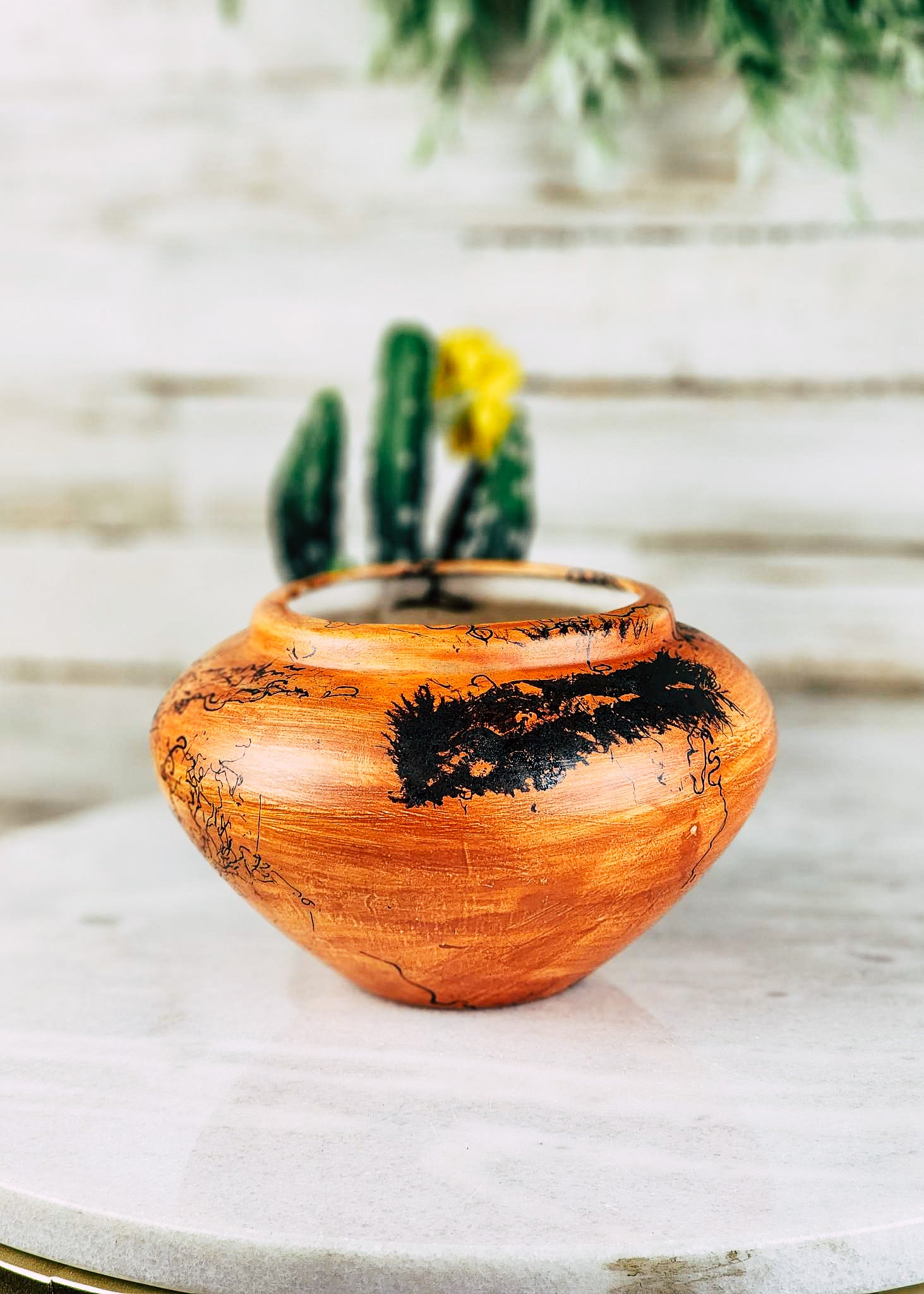 Horse Hair Burnt Orange Bowl Horse Hair Pottery Mike Tarter