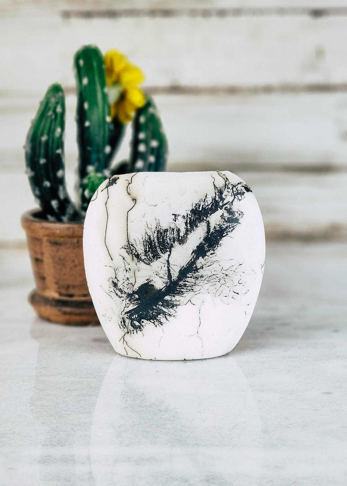 Horse Hair Lime Cactus Pillow Vase Horse Hair Pottery Mike Tarter