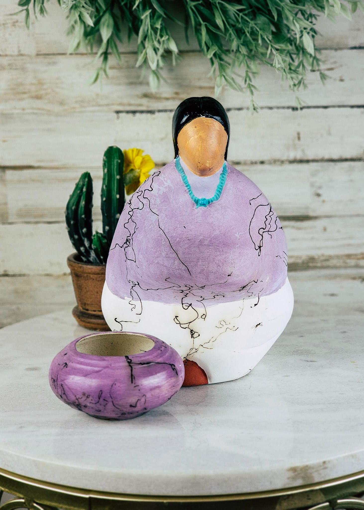 Horse Hair Keeper Of The Flame with Bowl Horse Hair Pottery Mike Tarter