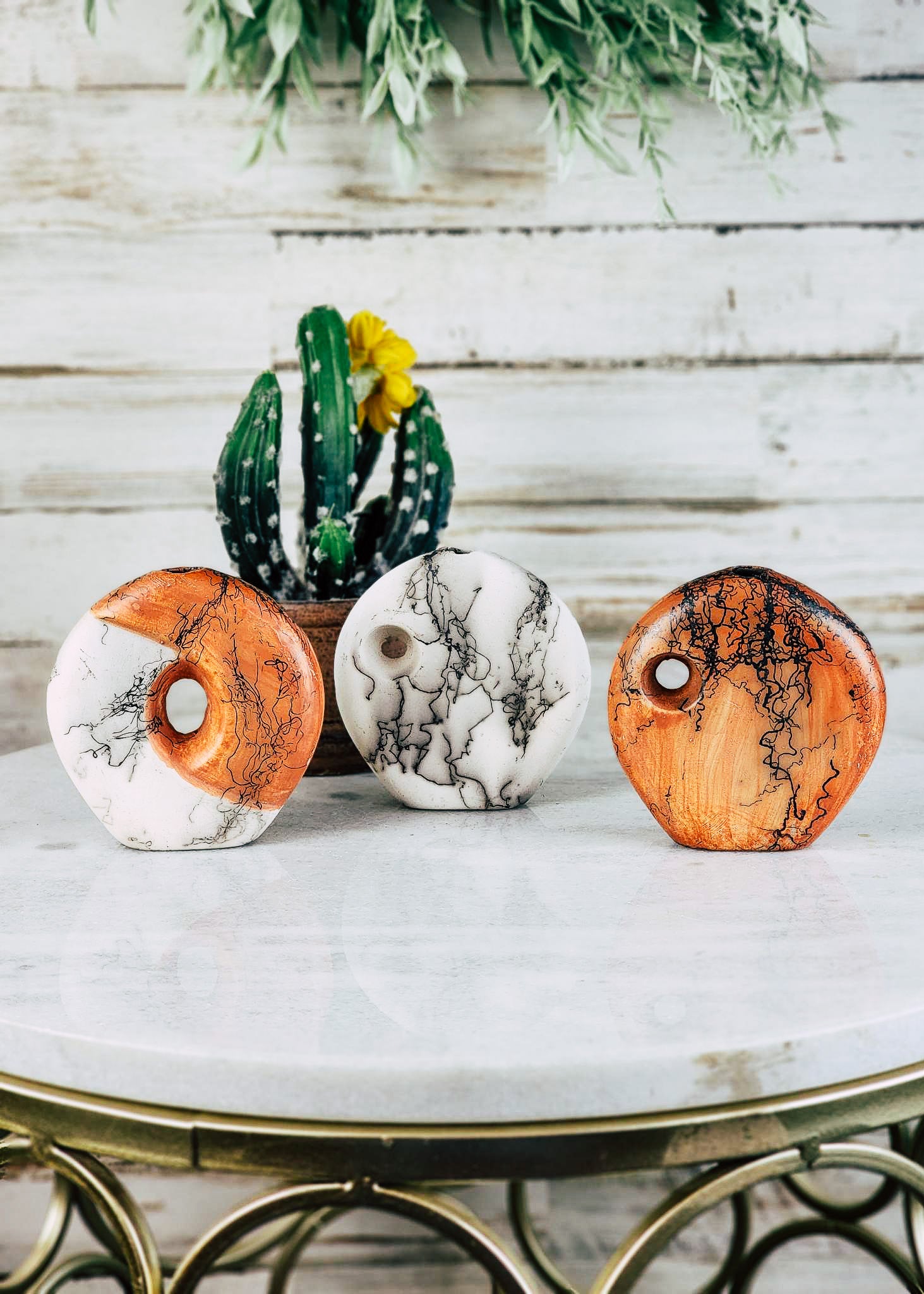 Horse Hair Set of 3 Vases Horse Hair Pottery Mike Tarter