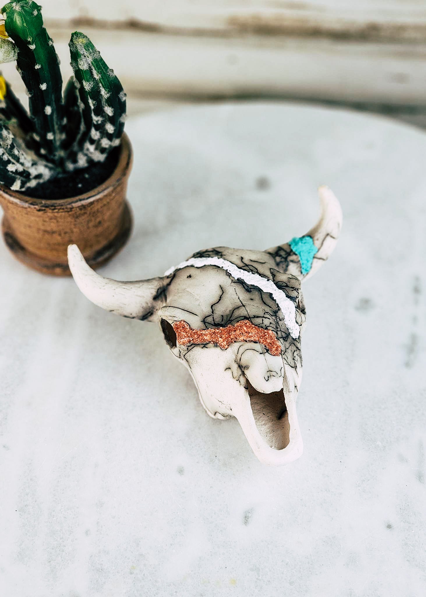 Horse Hair Textured Skull Horse Hair Pottery Mike Tarter