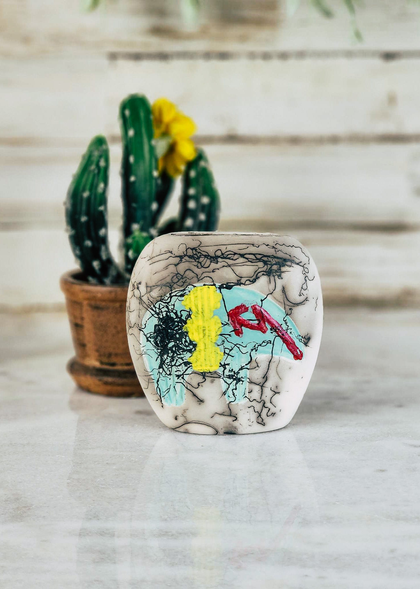 Horse Hair Turquoise Bear Pillow Vase Horse Hair Pottery Mike Tarter