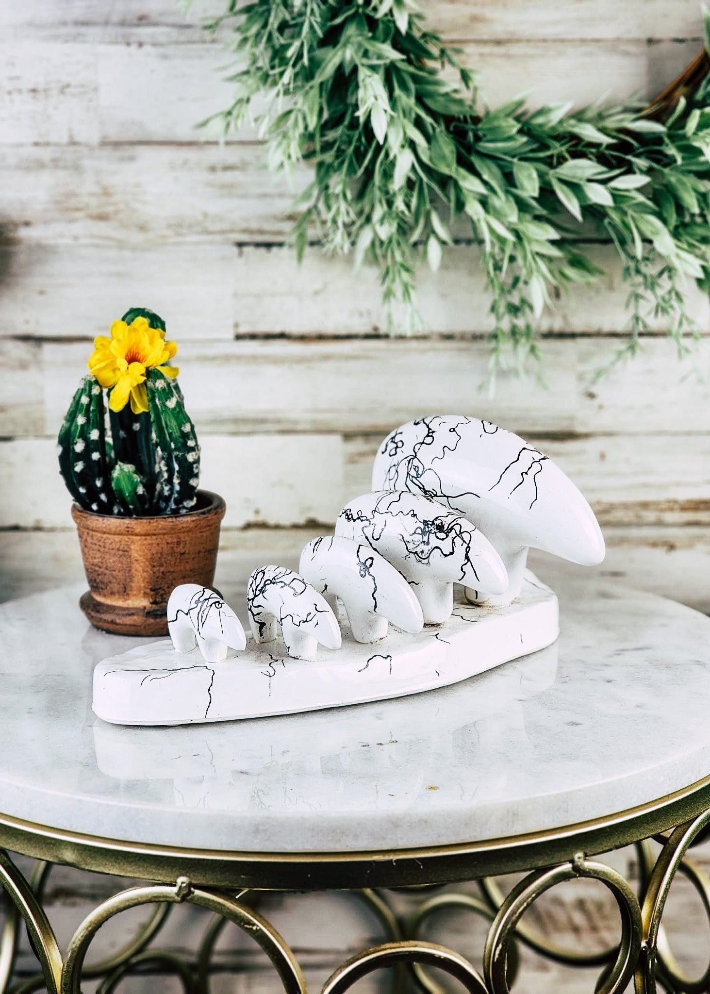 Horse Hair White Fetish Bears on Stand Horse Hair Pottery Mike Tarter