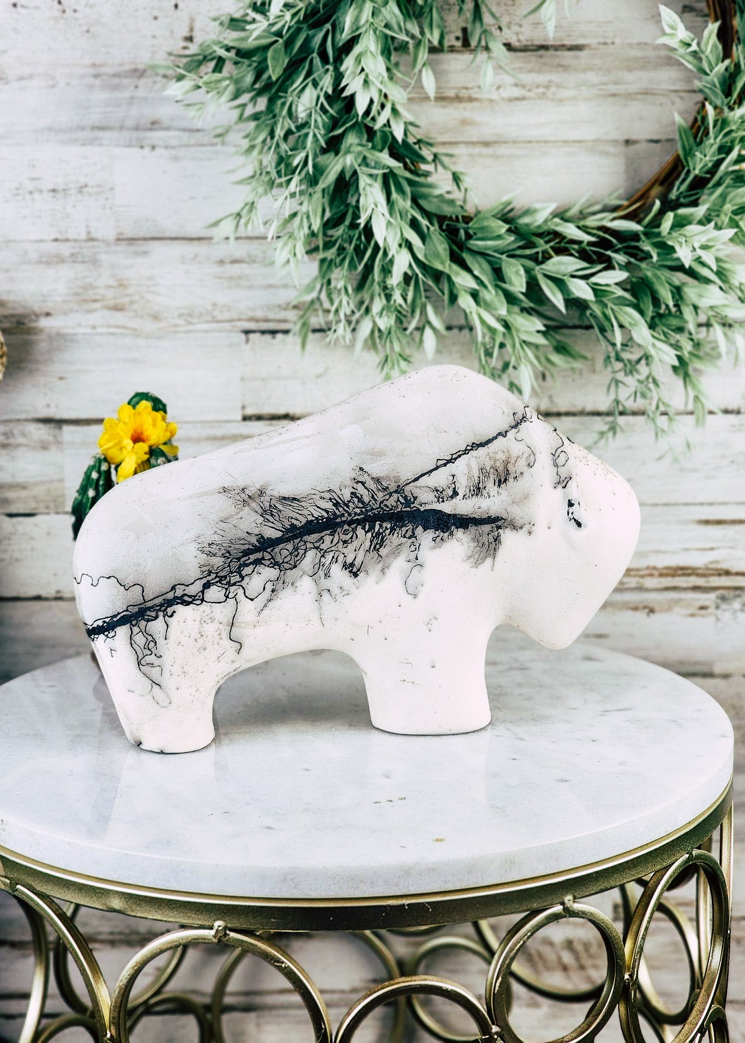 Horse Hair White Large Thin Buffalo Horse Hair Pottery Mike Tarter