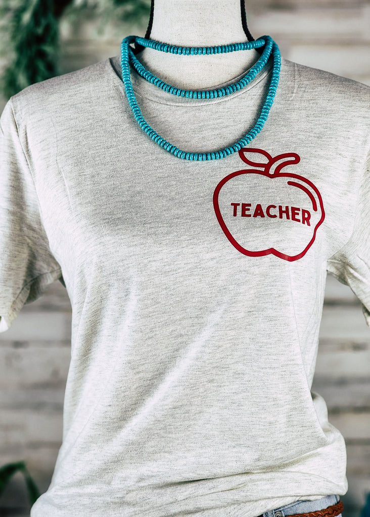 Natural Teacher Apple Tee- SMALL tcc graphic tee - sample small The Cinchy Cowgirl   