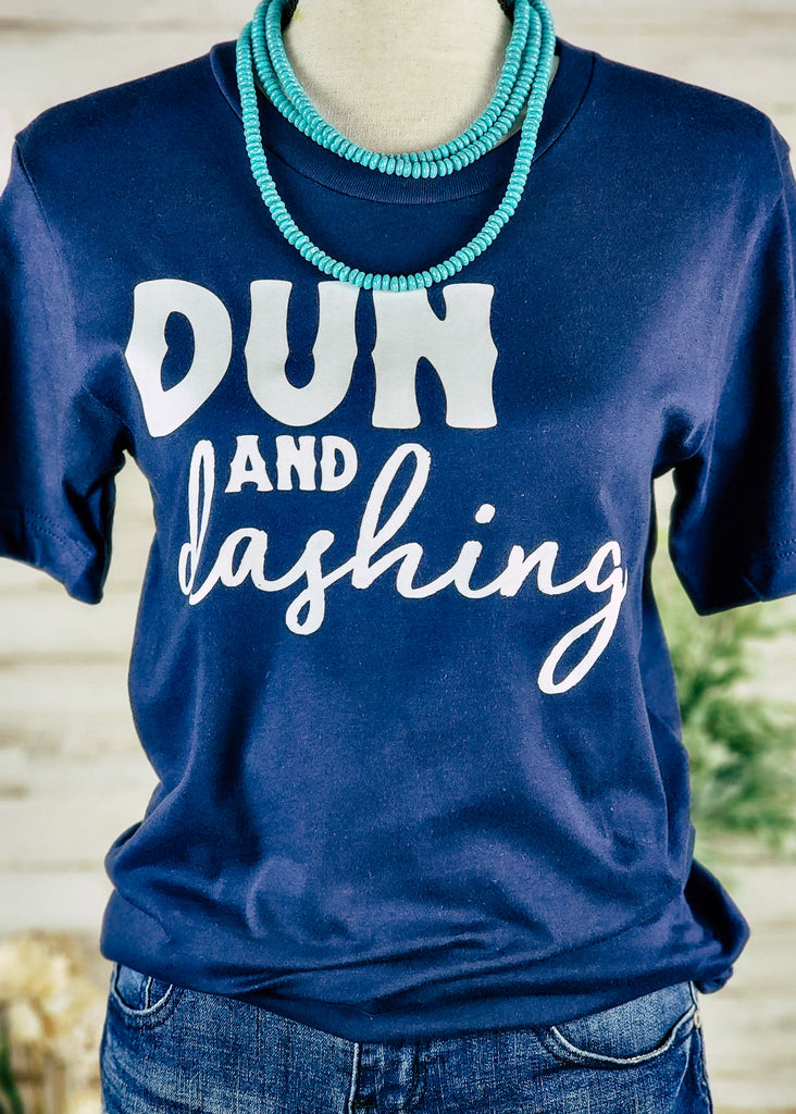 Navy Dun & Dashing Short Sleeve Graphic Tee Horse Color Shirt Printify XS  