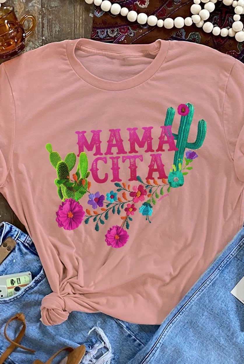 Desert Rose Mamacita Cactus Graphic Tee graphic tee - dropship thelattimoreclaim
