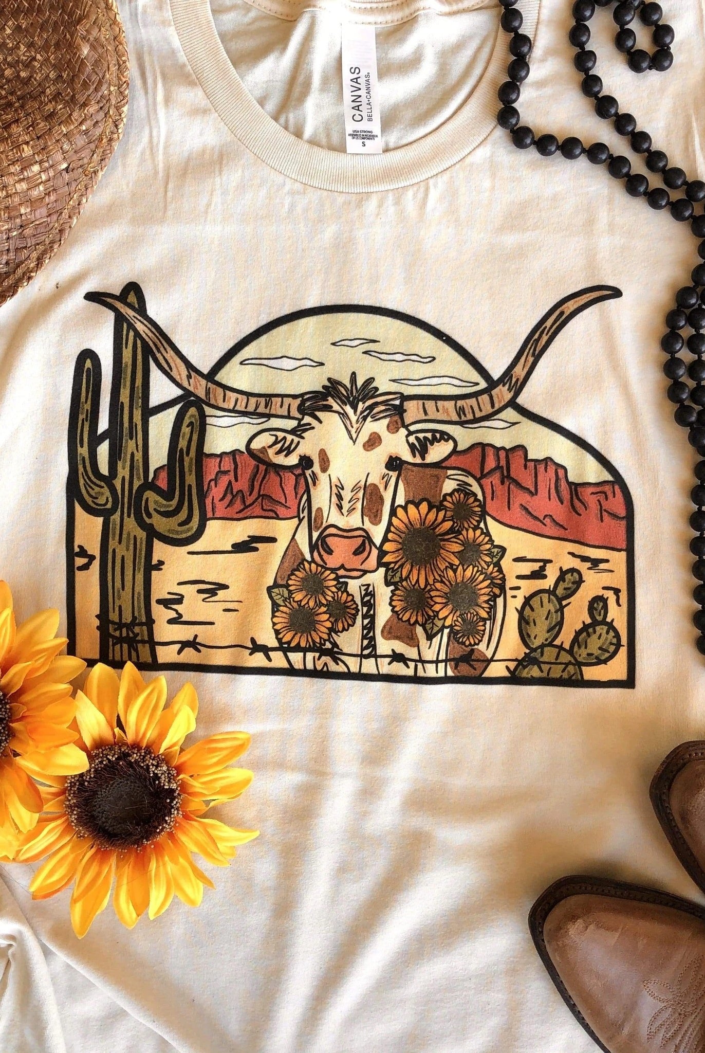 Cream Laredo Longhorn Tee graphic tee - dropship thelattimoreclaim
