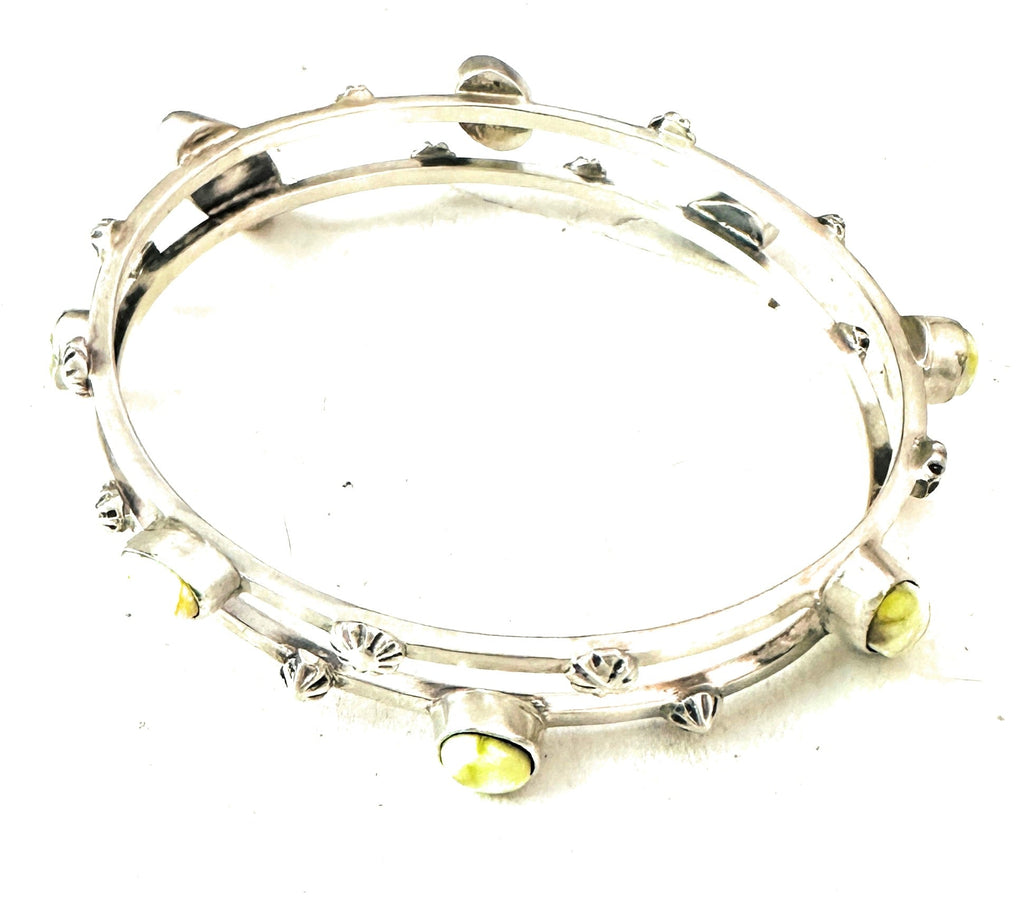 Navajo Palomino Turquoise & Sterling Silver Bangle Bracelet NT jewelry Nizhoni Traders LLC   