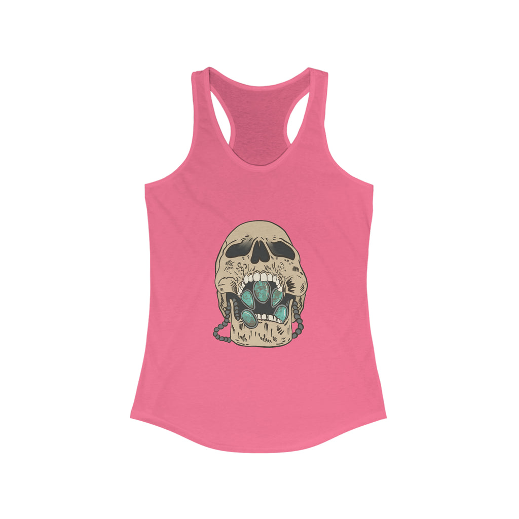 Squash Blossom Skull Racerback Tank tcc graphic tee Printify XS Solid Hot Pink 