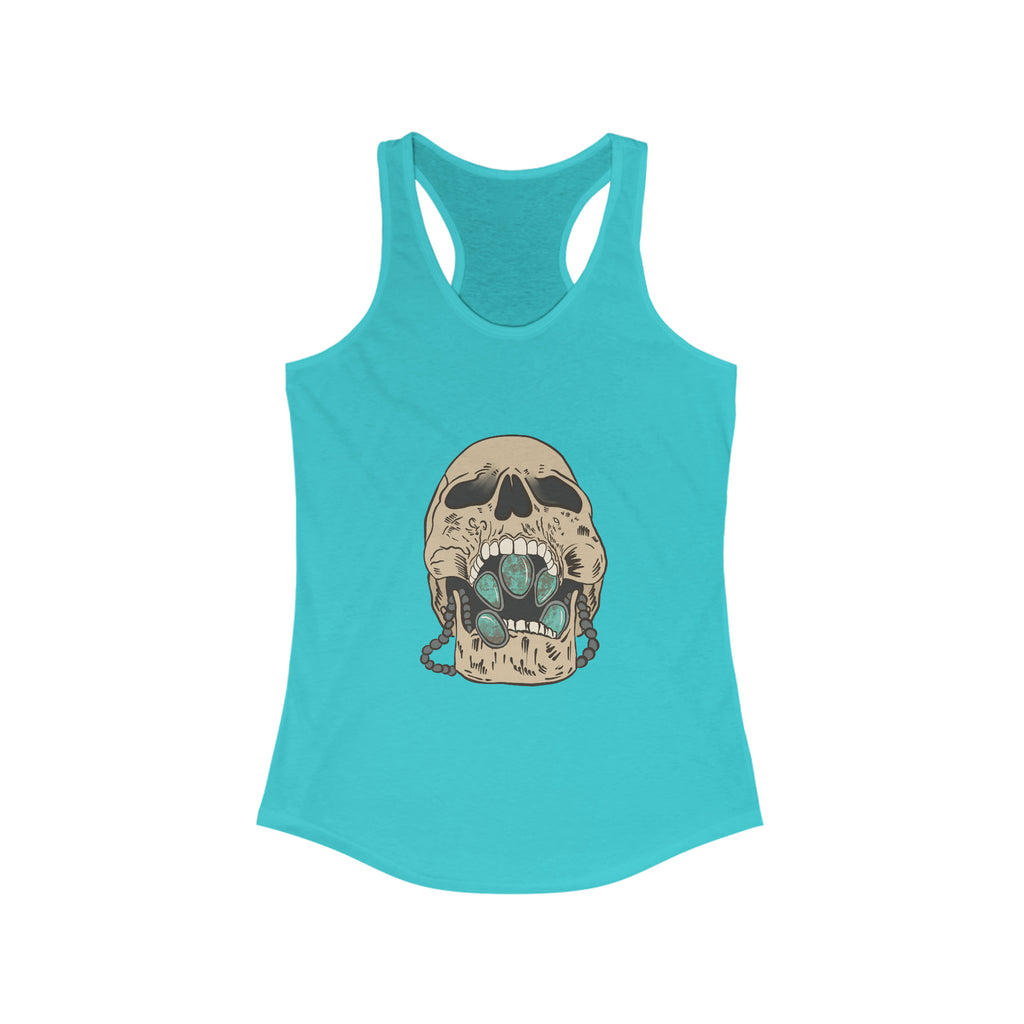 Squash Blossom Skull Racerback Tank tcc graphic tee Printify XS Solid Tahiti Blue 