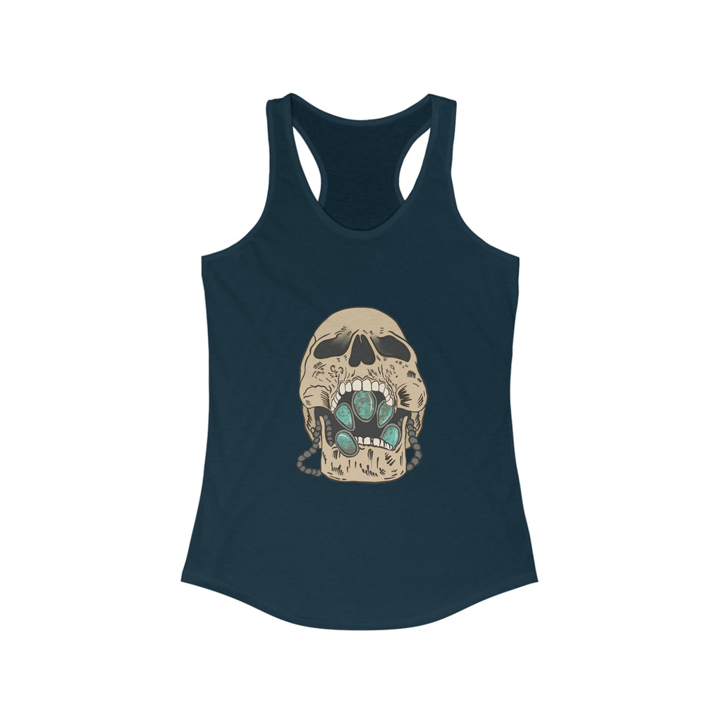 Squash Blossom Skull Racerback Tank tcc graphic tee Printify XS Solid Midnight Navy 