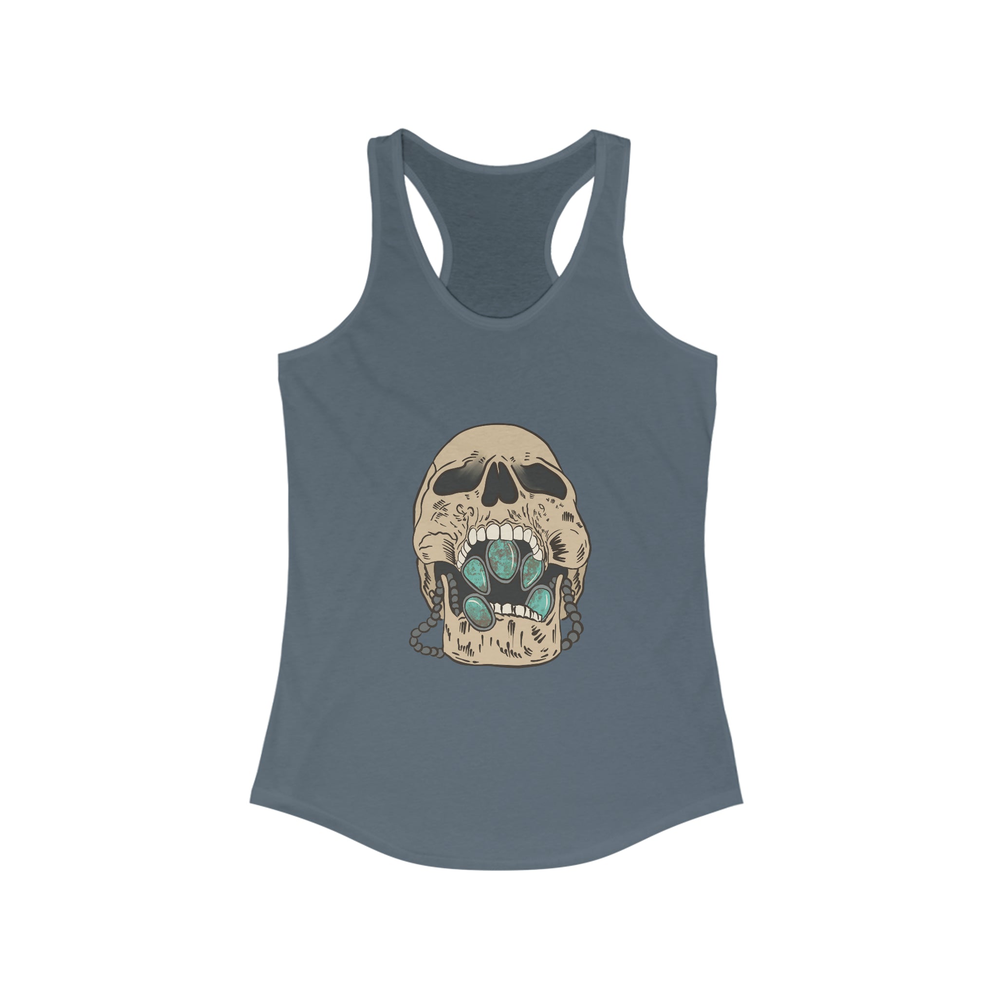 Squash Blossom Skull Racerback Tank tcc graphic tee Printify XS Solid Indigo 