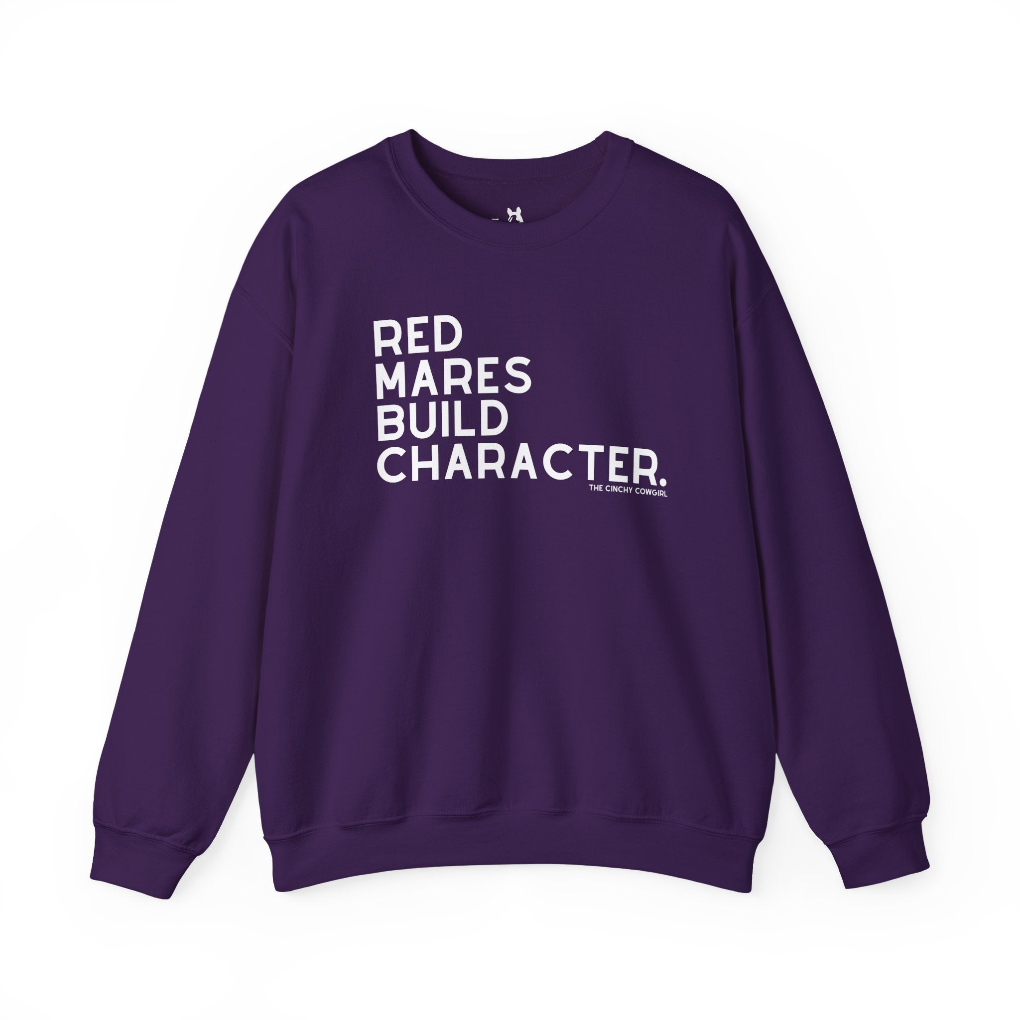 Red Mares Build Character Pullover Sweatshirt The Cinchy Cowgirl - Print S Purple