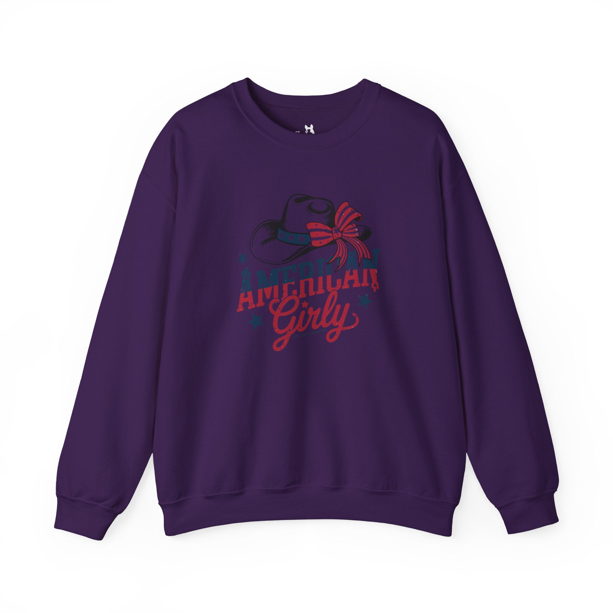 American Girly Fleece Pullover Sweatshirt The Cinchy Cowgirl - Print S Purple