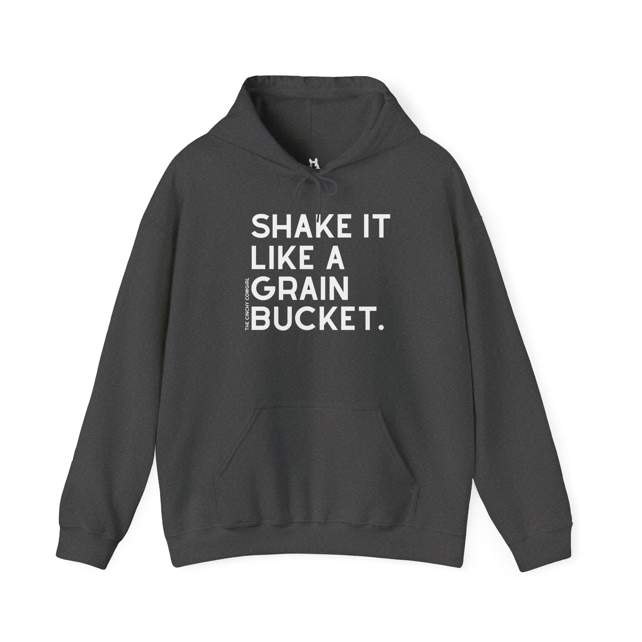 Shake It Like A Grain Bucket Hoodie Hoodie The Cinchy Cowgirl - Print Dark Heather S