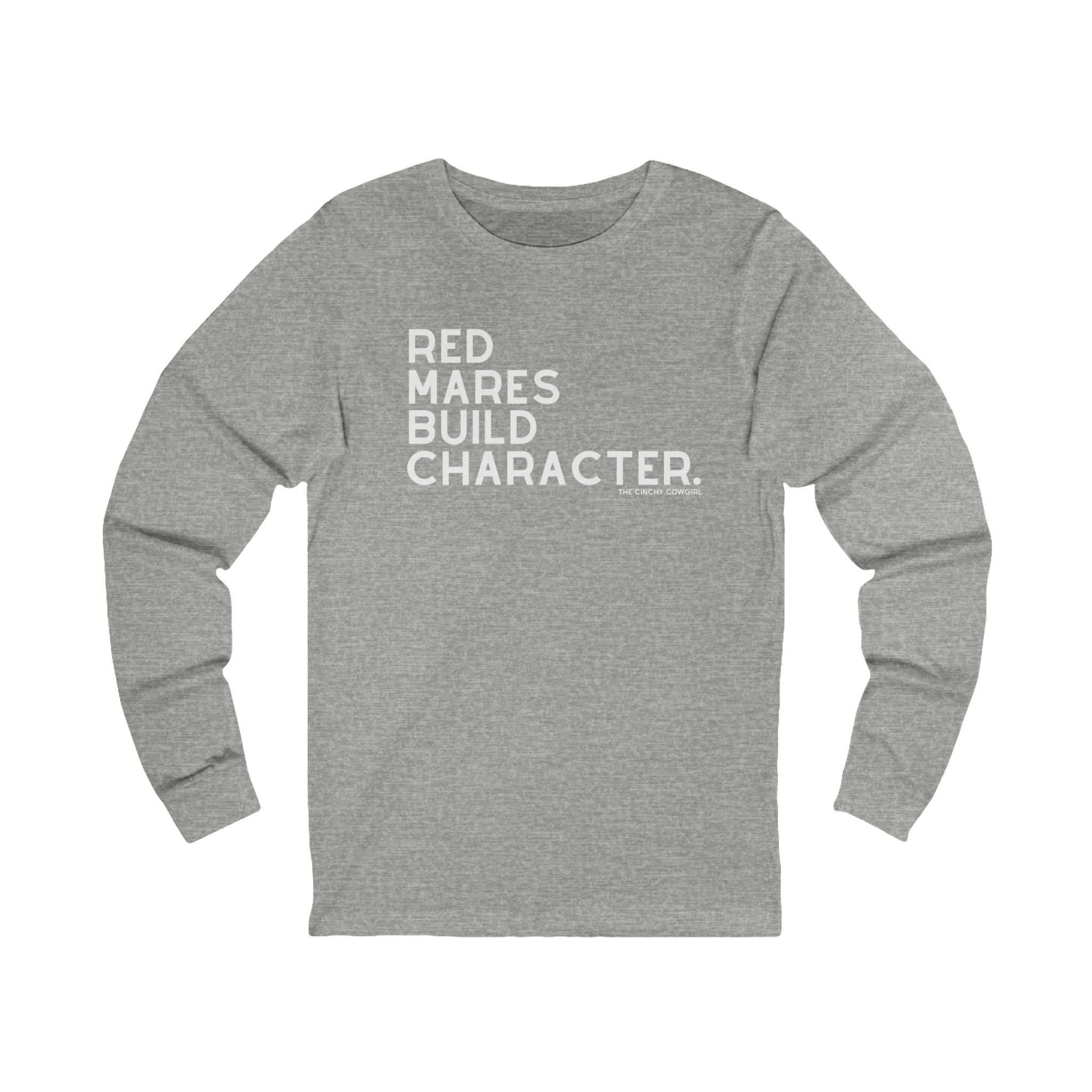 Red Mares Build Character Long Sleeve Tee Long-sleeve The Cinchy Cowgirl - Print S Athletic Heather