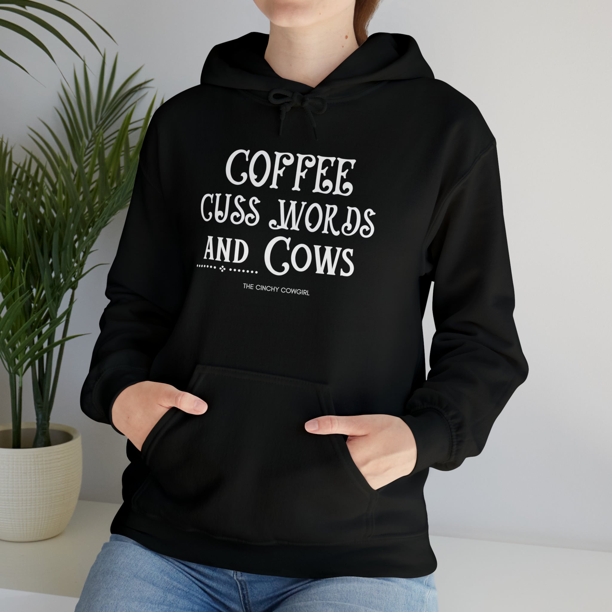 Coffee Cuss Words Cows Hoodie Hoodie Printify   