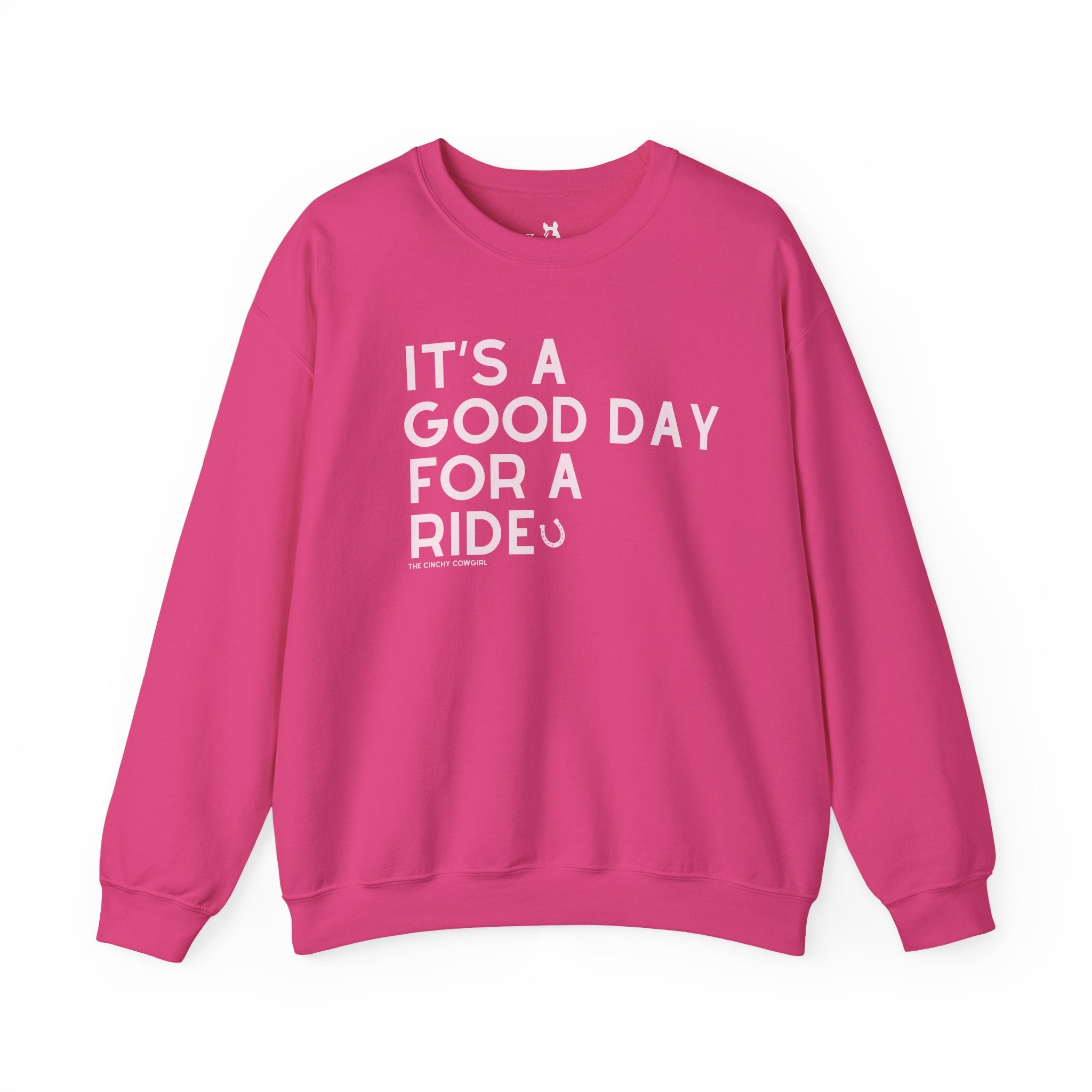 It's A Good Day For A Ride Fleece Pullover Sweatshirt The Cinchy Cowgirl - Print S Heliconia