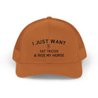 I Just Want To Eat Tacos And Ride My Horse Trucker Hat Hats The Cinchy Cowgirl - Print Caramel One size