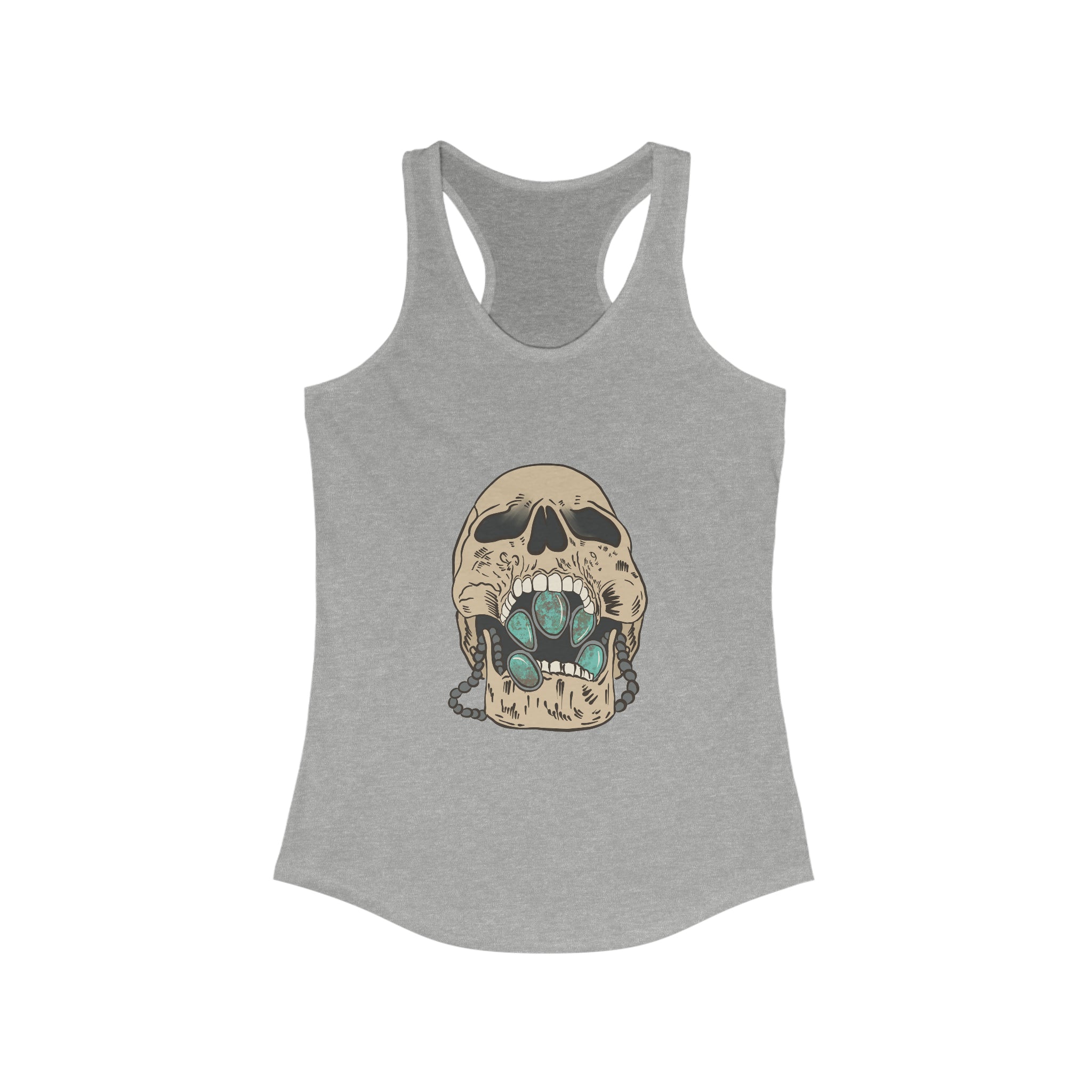 Squash Blossom Skull Racerback Tank tcc graphic tee Printify XS Heather Grey 