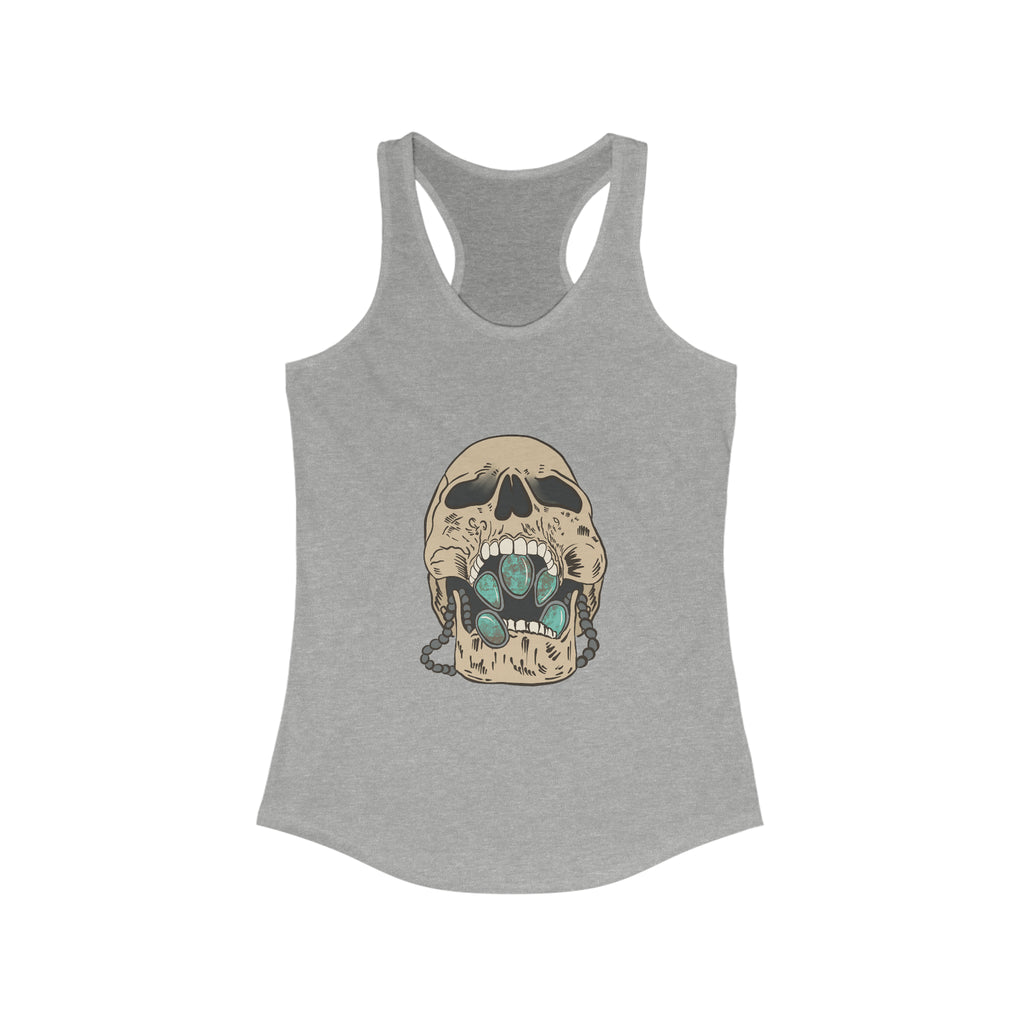 Squash Blossom Skull Racerback Tank tcc graphic tee Printify XS Heather Grey 