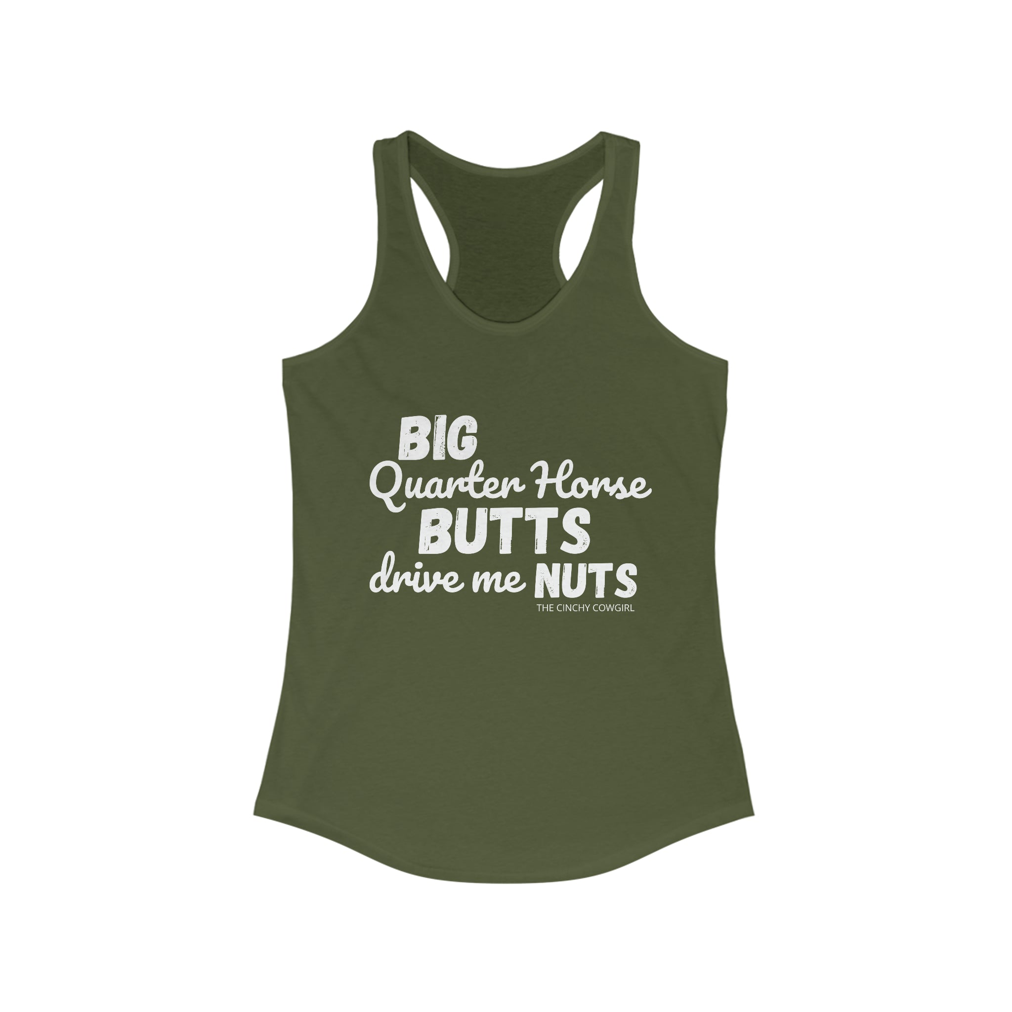 Quarter Horse Butts Racerback Tank tcc graphic tee Printify XS Solid Military Green