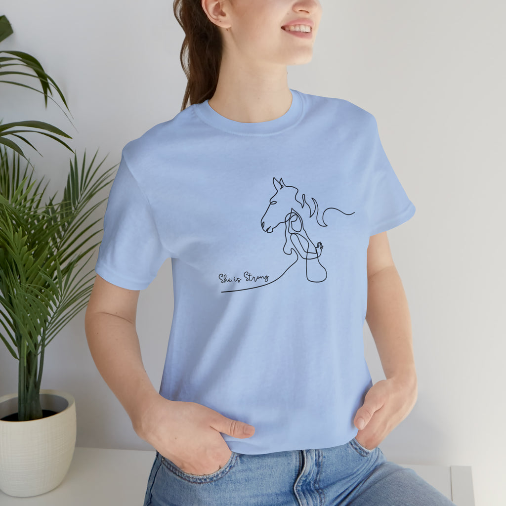 She is Strong Short Sleeve Tee tcc graphic tee Printify Baby Blue XS 