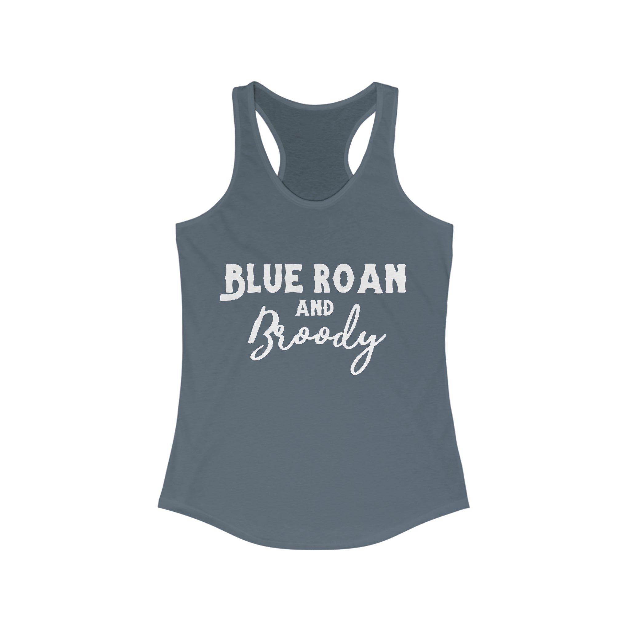 Blue Roan & Broody Racerback Tank Horse Color Shirts Printify XS Solid Indigo