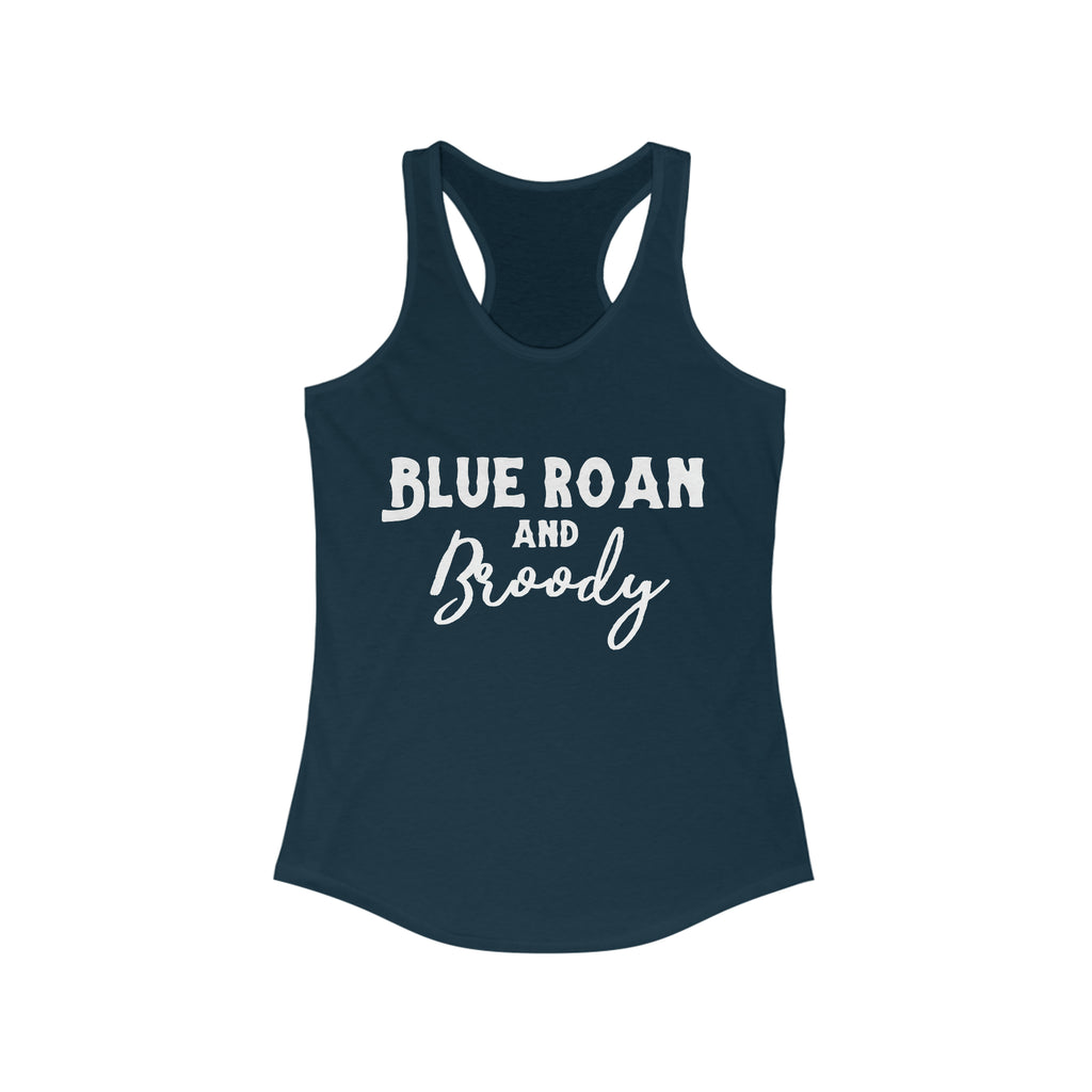 Blue Roan & Broody Racerback Tank Horse Color Shirts Printify S Solid Midnight Navy 