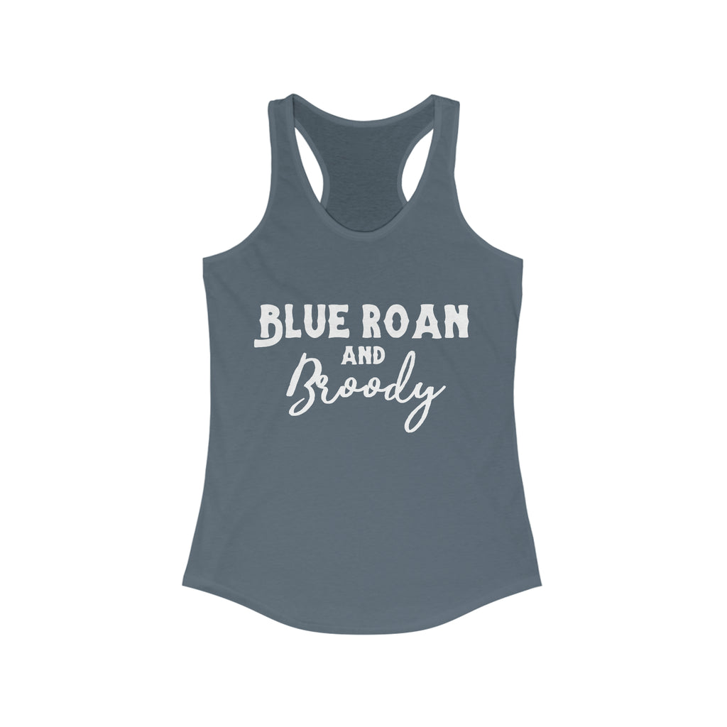 Blue Roan & Broody Racerback Tank Horse Color Shirts Printify M Solid Indigo 