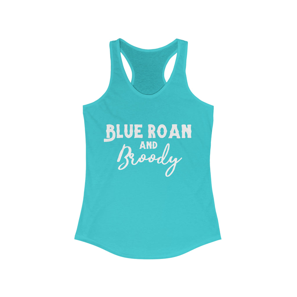 Blue Roan & Broody Racerback Tank Horse Color Shirts Printify S Solid Tahiti Blue 