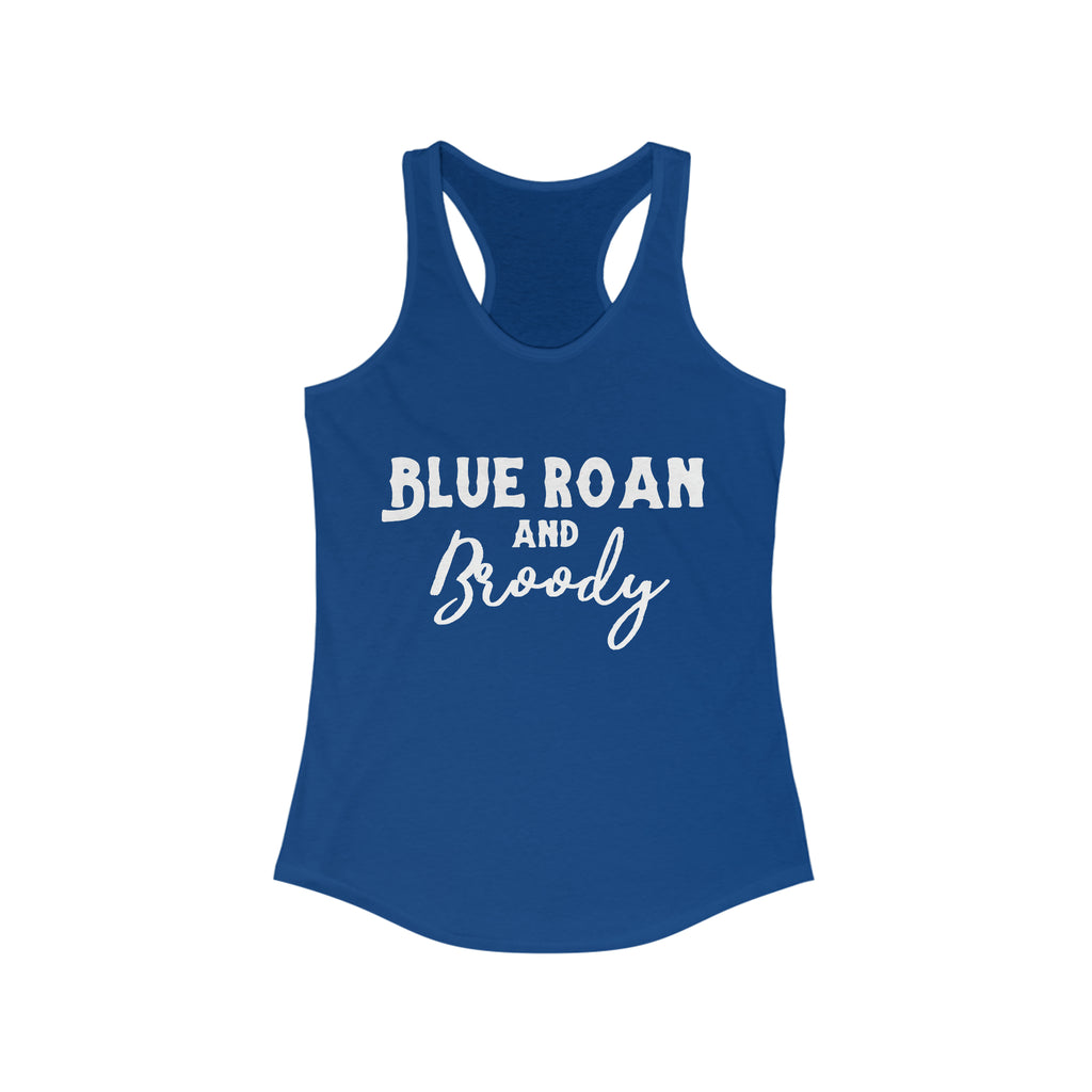 Blue Roan & Broody Racerback Tank Horse Color Shirts Printify M Solid Royal 