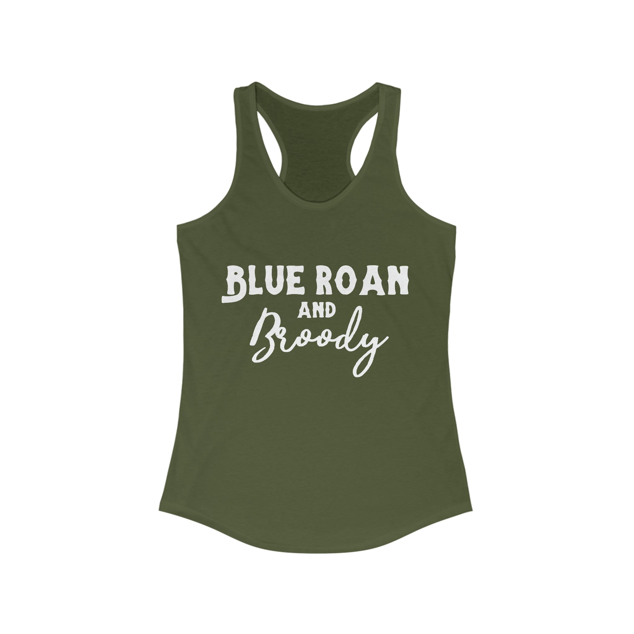 Blue Roan & Broody Racerback Tank Horse Color Shirts Printify XS Solid Military Green 