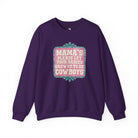 Mama's Please Let Your Babies Grow Up To Be Cowboys Fleece Pullover Sweatshirt The Cinchy Cowgirl- Print S Purple