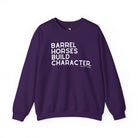 Barrel Horses Build Character Pullover Sweatshirt The Cinchy Cowgirl - Print S Purple
