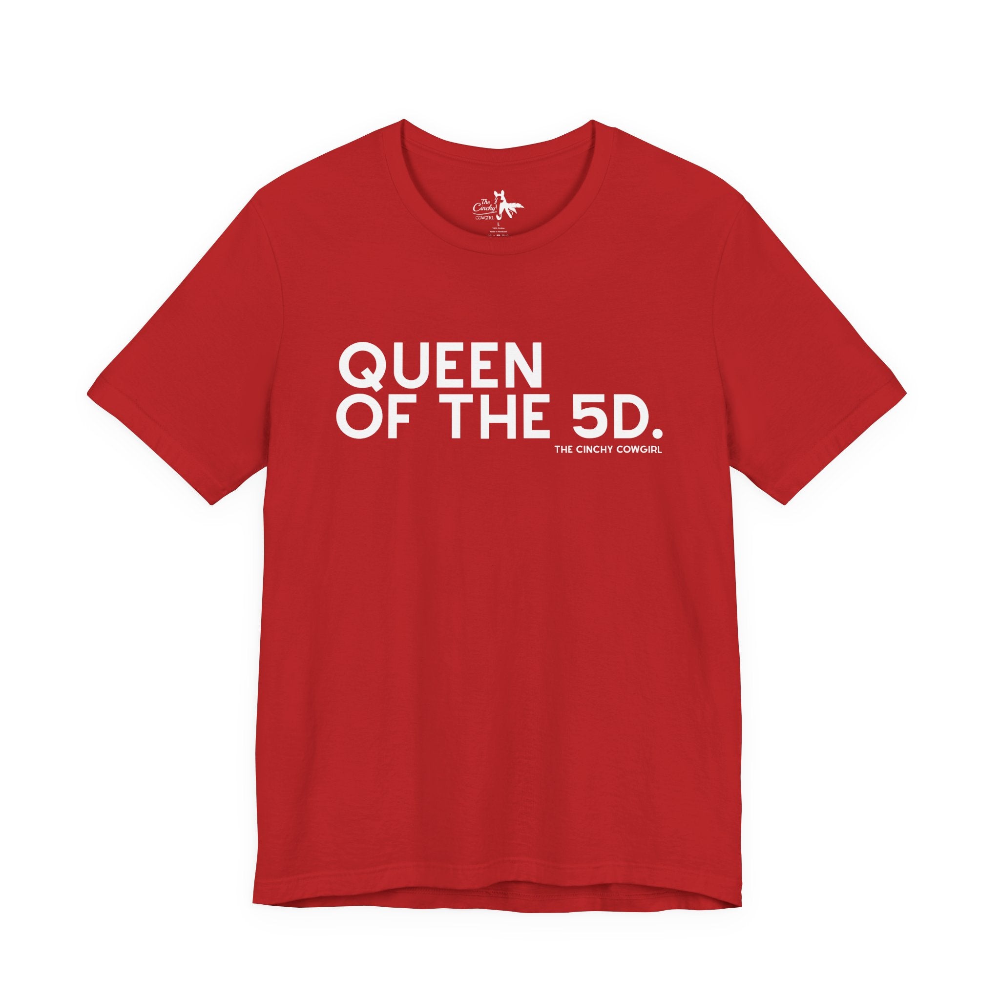 Queen of the 5D Short Sleeve Tee graphic tee - dropship The Cinchy Cowgirl - Print Red XS