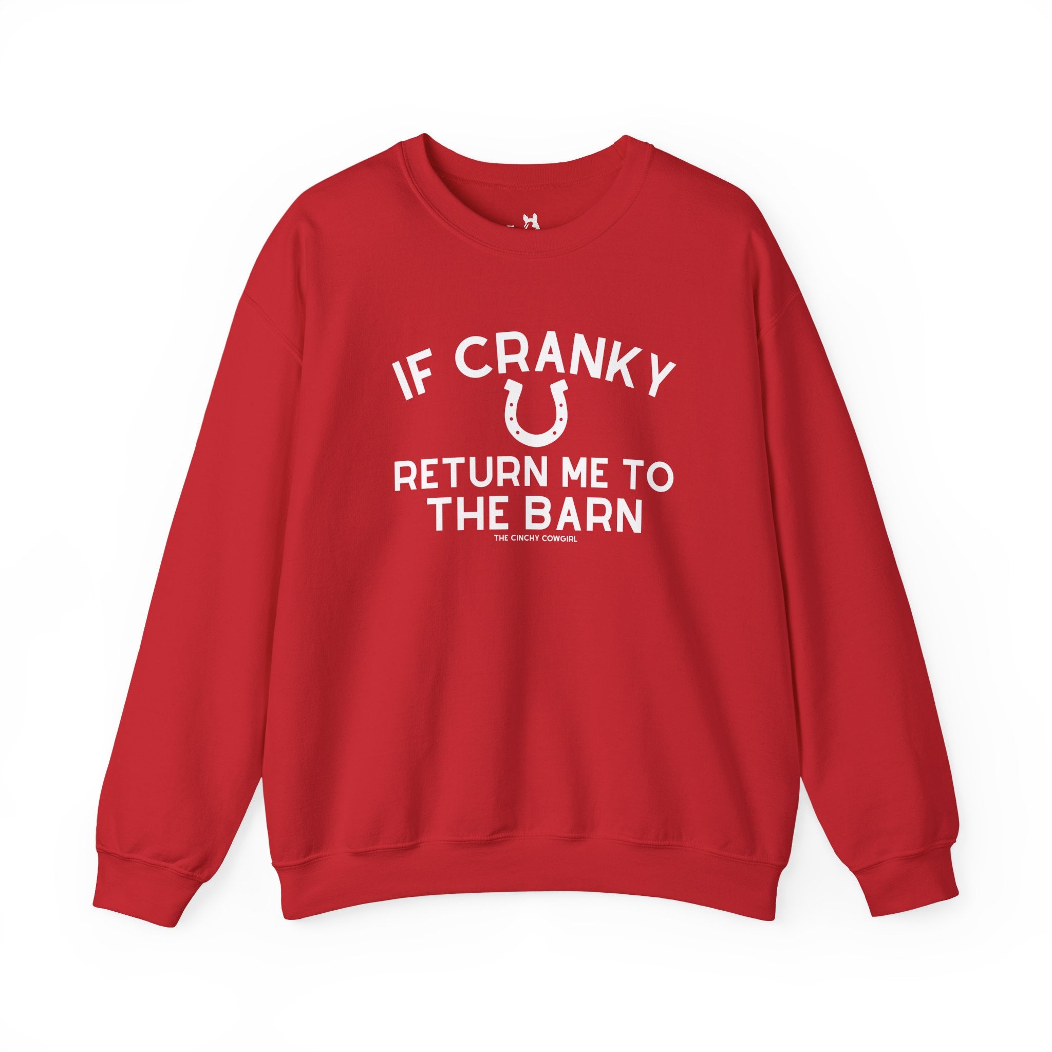 If Cranky, Return Me To The Barn Fleece Pullover Sweatshirt The Cinchy Cowgirl - Print S Red
