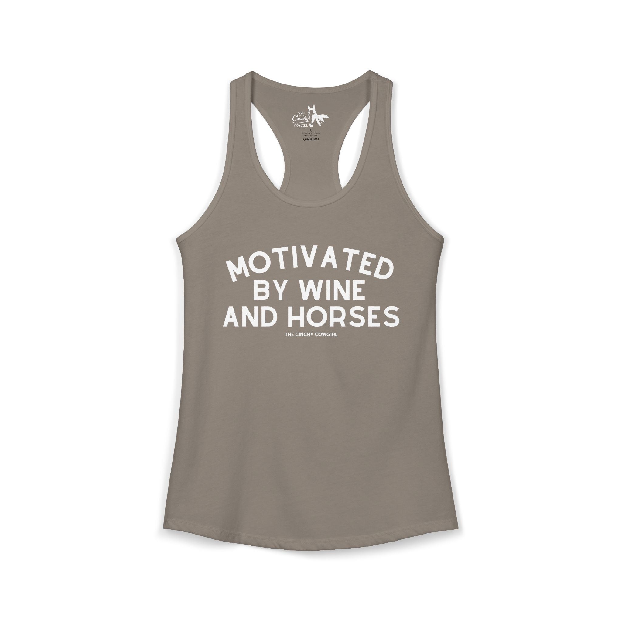 Motivated By Wine & Horses Tank Top Tank Top The Cinchy Cowgirl - Print XS Solid Warm Gray