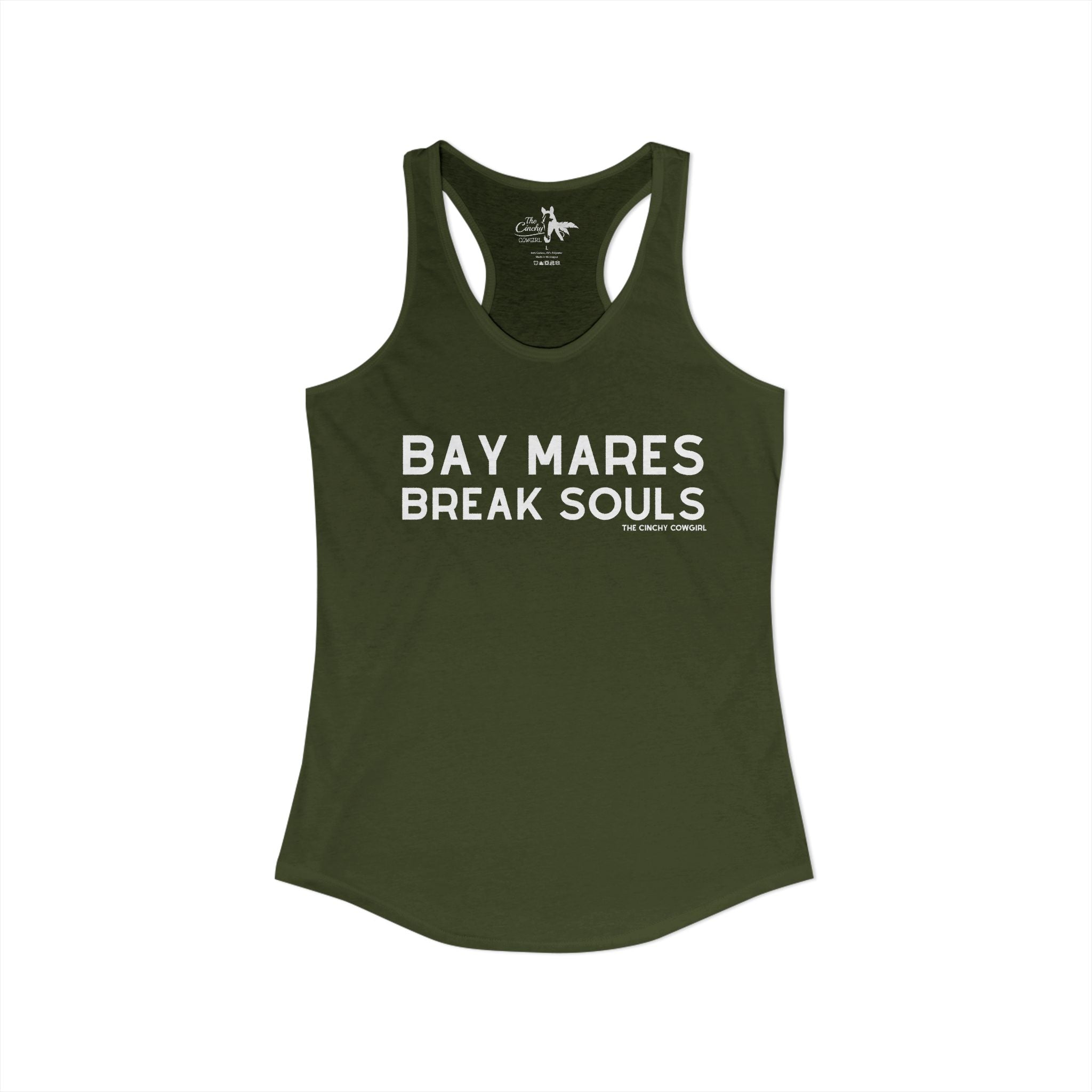 Bay Mares Break Souls Tank Top graphic tank The Cinchy Cowgirl - Print XS Solid Military Green